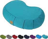 FelizMax Crescent Zafu Meditation Pillow 17x11x5.5 Buckwheat Yoga Bolster - Organic Cotton Cover, Ergonomic Floor Cushion for Meditation & Yoga