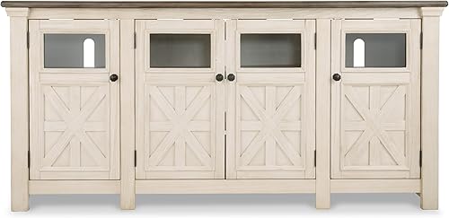 Miniatura 20 de Diseño de firma por Ashley Bolanburg - Soporte extra grande para TV, para televisores de hasta 72", 3 gabinetes, estantes de almacenamiento