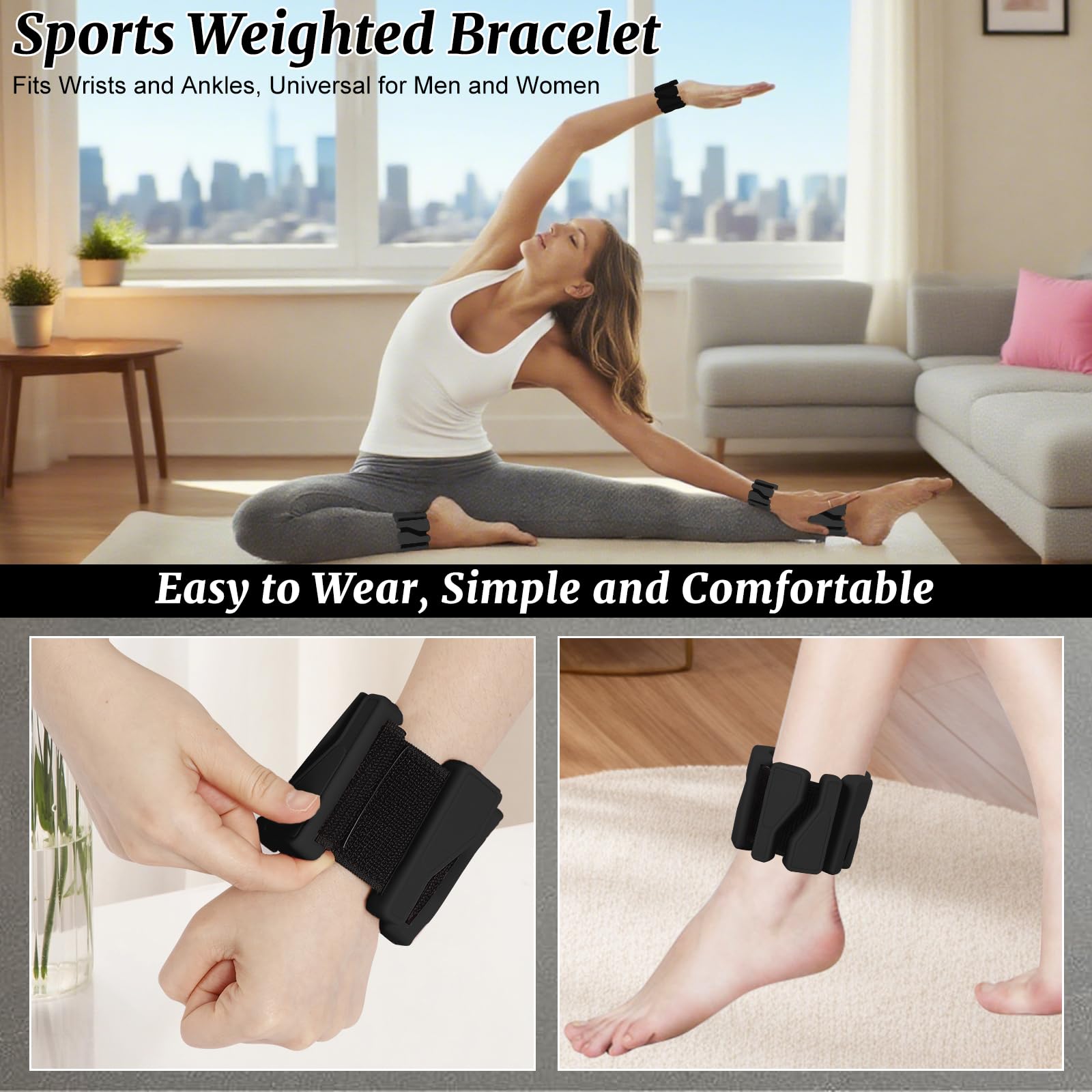 2 pz Pesi per Polsi Regolabile 0,46kg Ciascuno, Portatili Poids Cheville, Unisex Ankle Weights, Superficie In Silicone Cavigliere Pilates per Esercizio, Jogging, Yoga, Aerobica