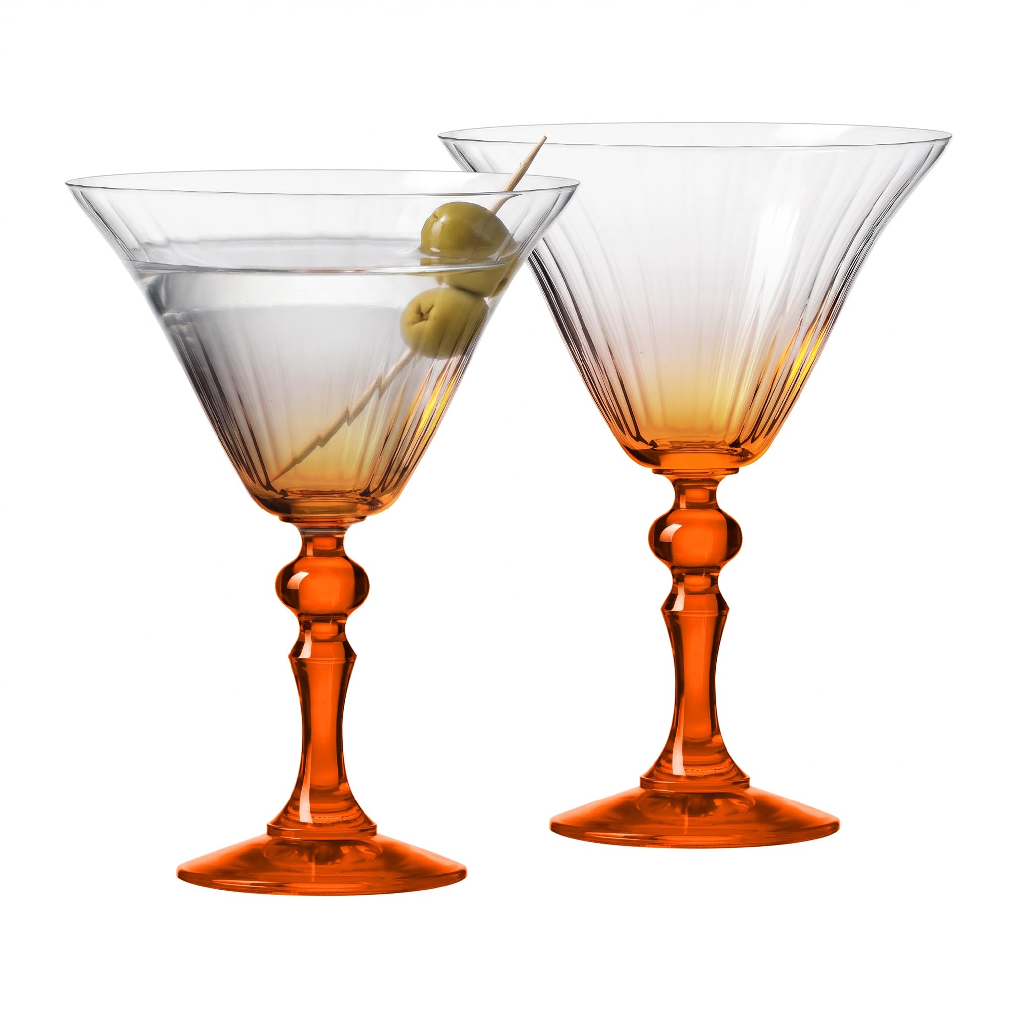 Krosno Martini Glasses Set of 2, 170 ml, Orange Stem, Bubble Collection — image 1