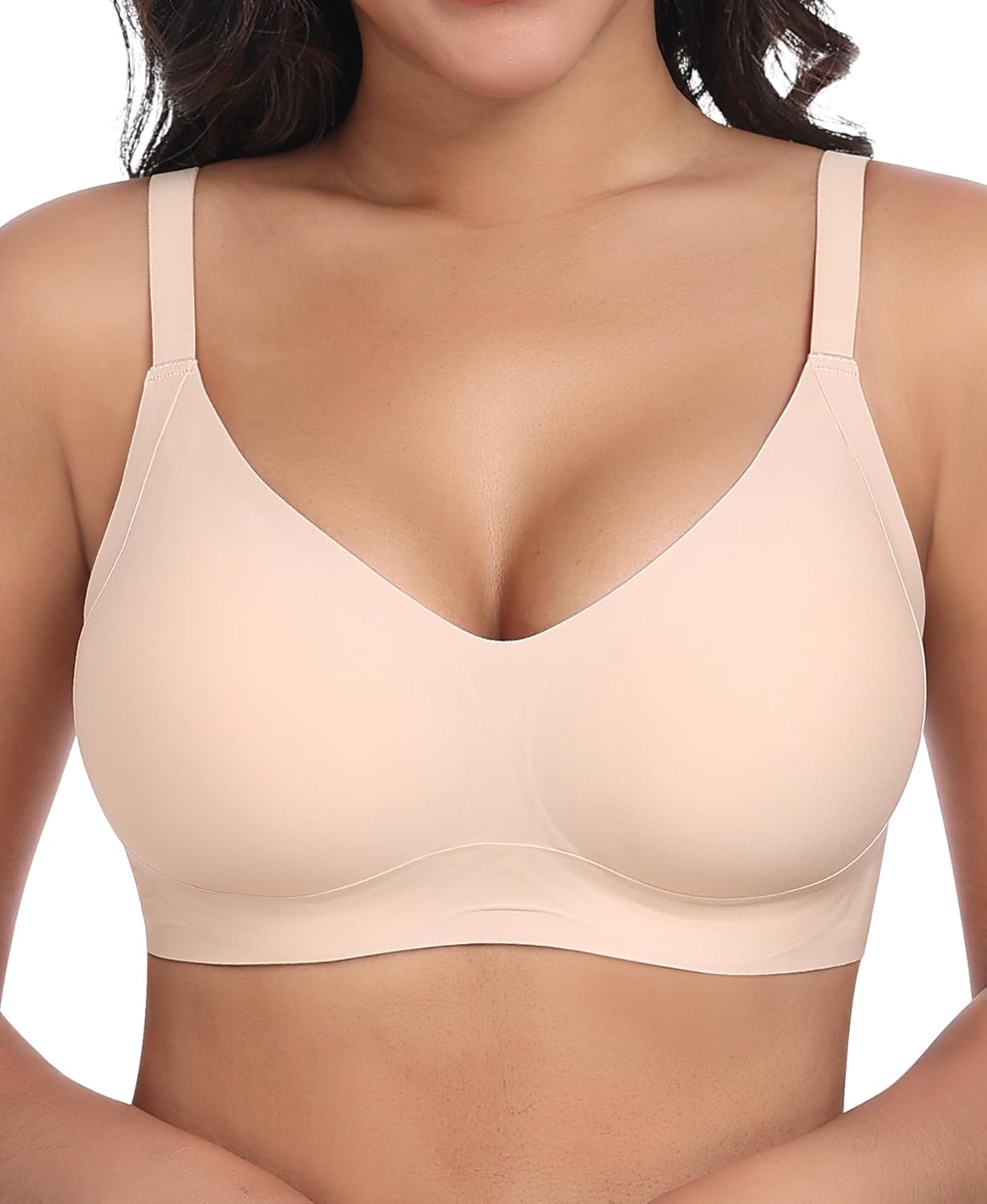 Ganado Wireless Jelly Bra for Women No Underwire Seamless Full Coverage Push Up Bra Comfortable Supportive T-Shirt Bras
