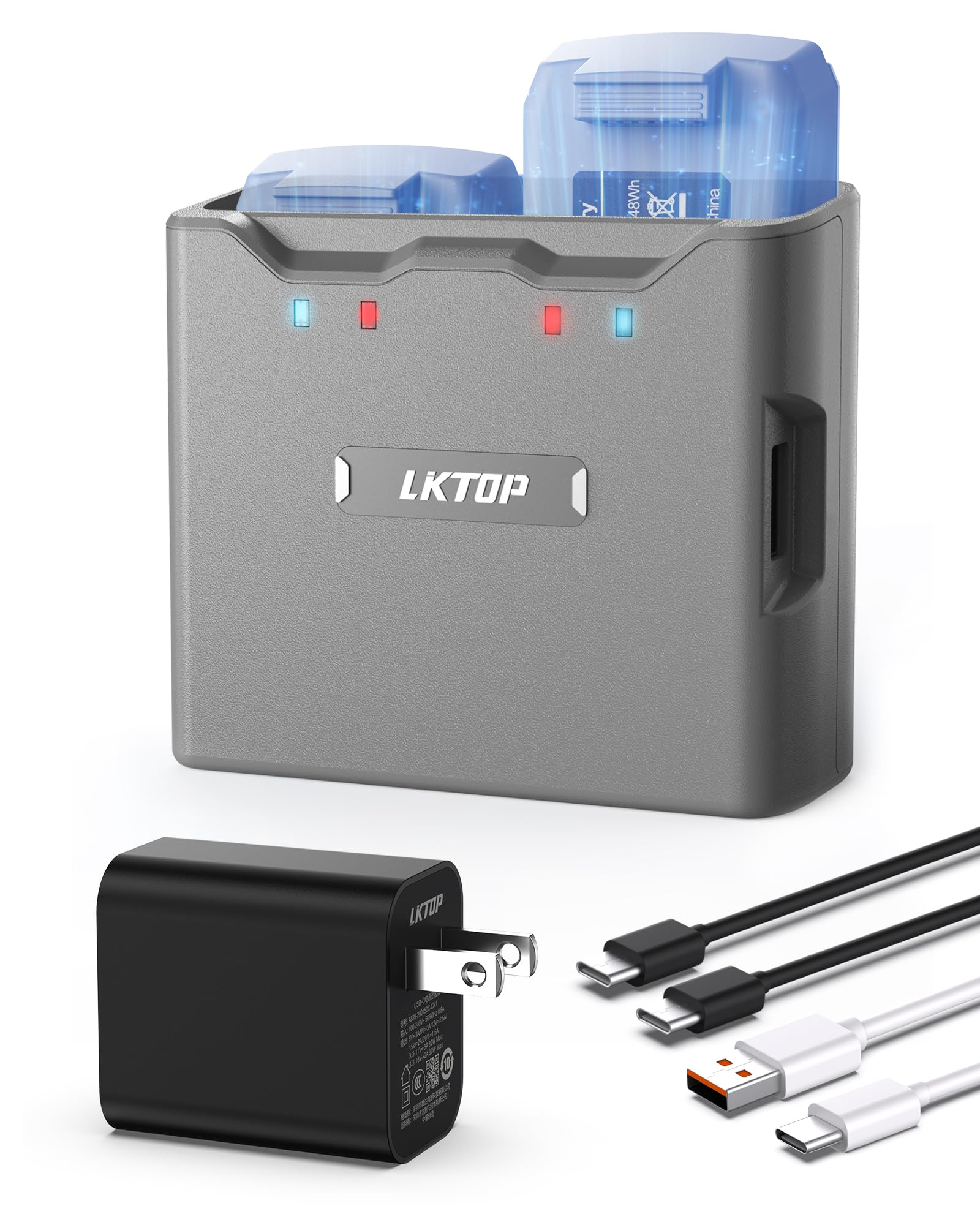 LKTOP Mini 4K Battery Charging Hub, Mini 2/SE Fast Charger for DJI Mini4K/Mini2 Series Drone with 30W USB-C Power Adapter, Charging Dual Batteries Simultaneously, Charging Discharging Mode