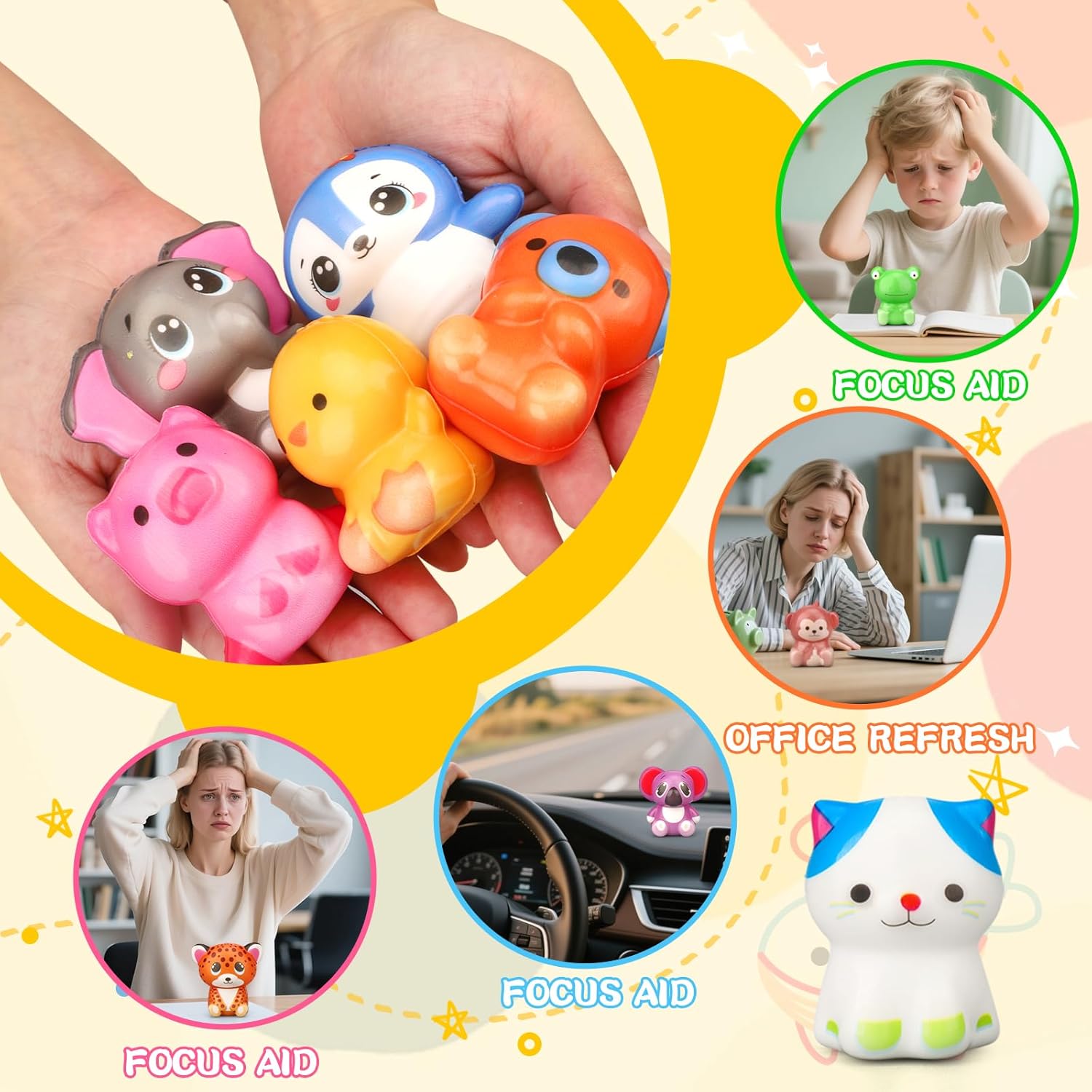 24 Pack Squishy Toys, Kawaii Squishys Slow Rising Animals, Soft Squeeze Stress Relief Toy, Goodie Bag Stuffer Birthday Xmas Party Favors Gifts Treasure Chest Classroom Prizes