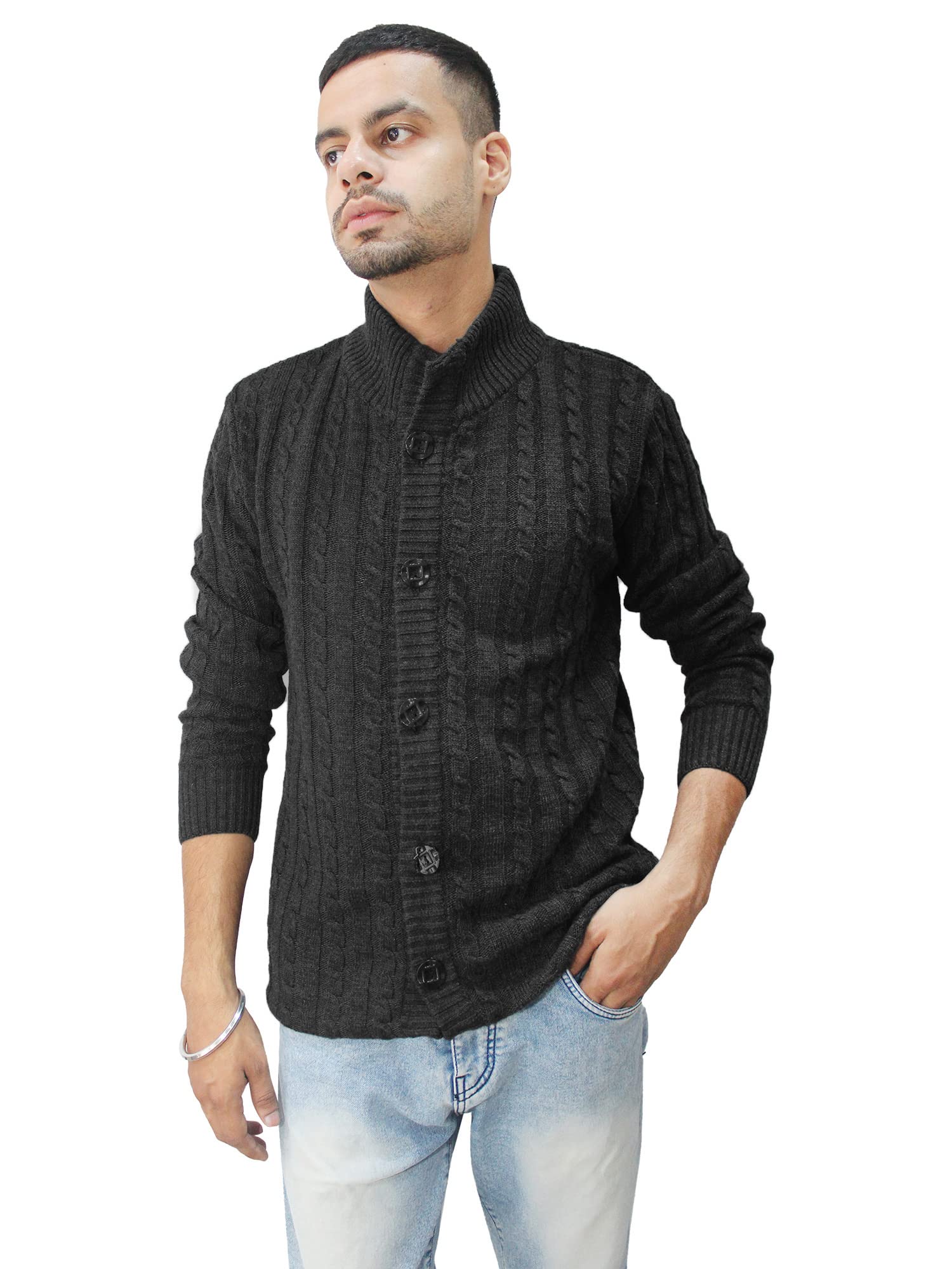 Mens Woollen Buttoned Sweater Full Sleeves for Winters