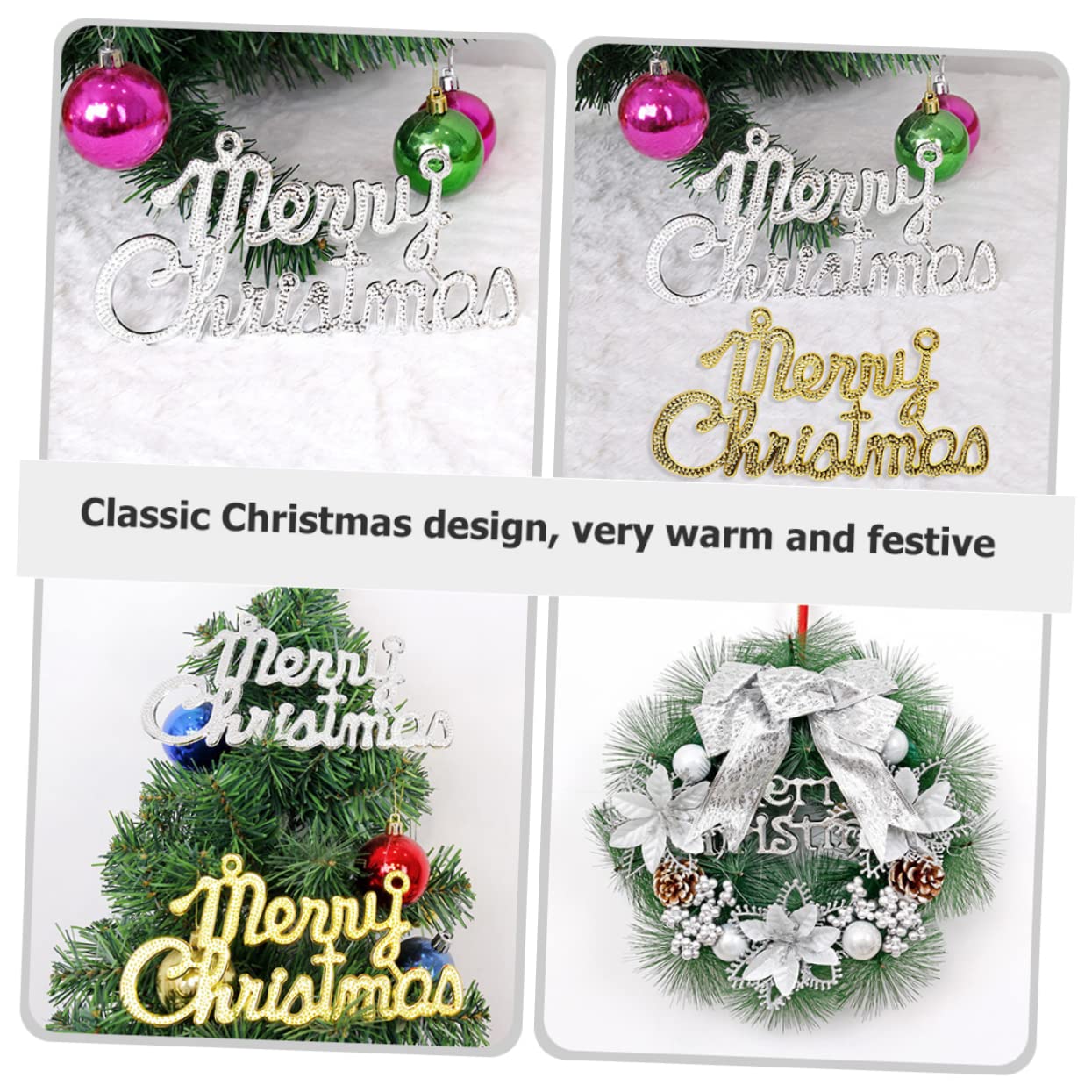 PRETYZOOM 3 Juegos De Letreros Navideños De Plástico con Texto Feliz Navidad Colgantes Navideños Guirnaldas Decorativas Adornos Ligeros para Árbol 20 Unidades X 3