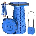 Guioiby 2025 Upgraded Collapsible Stool, Portable Folding Stool, Telescoping Camping Stool with Max Load Capacity 485lbs, Square Retractable Seat for Camping Gardening Fishing Hiking BBQ [Blue]