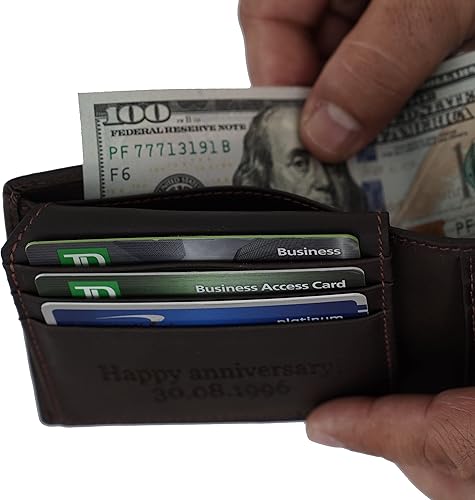 Miniatura 9 de Carteras personalizadas para hombres regalos personalizados para hombres cartera personalizada para hombres cuero de grano completo grabado