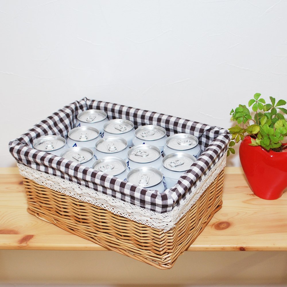 布バスケット Amazon.co.jp: 取り外しができる 布付 柳 バスケット 内布チェック柄 S