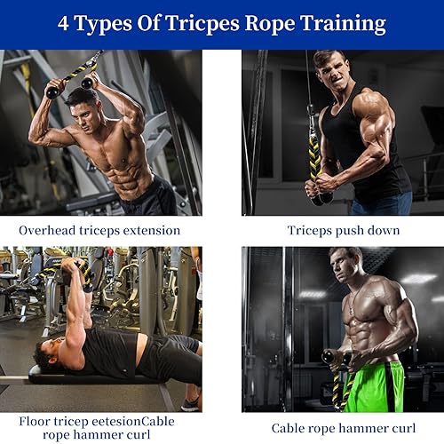 Miniatura 5 de Cable de tracción de cuerda de tríceps de lujo, 27 y 36 pulgadas de longitud, fácil de agarrar y antideslizante, accesorio de cable para ejercicio