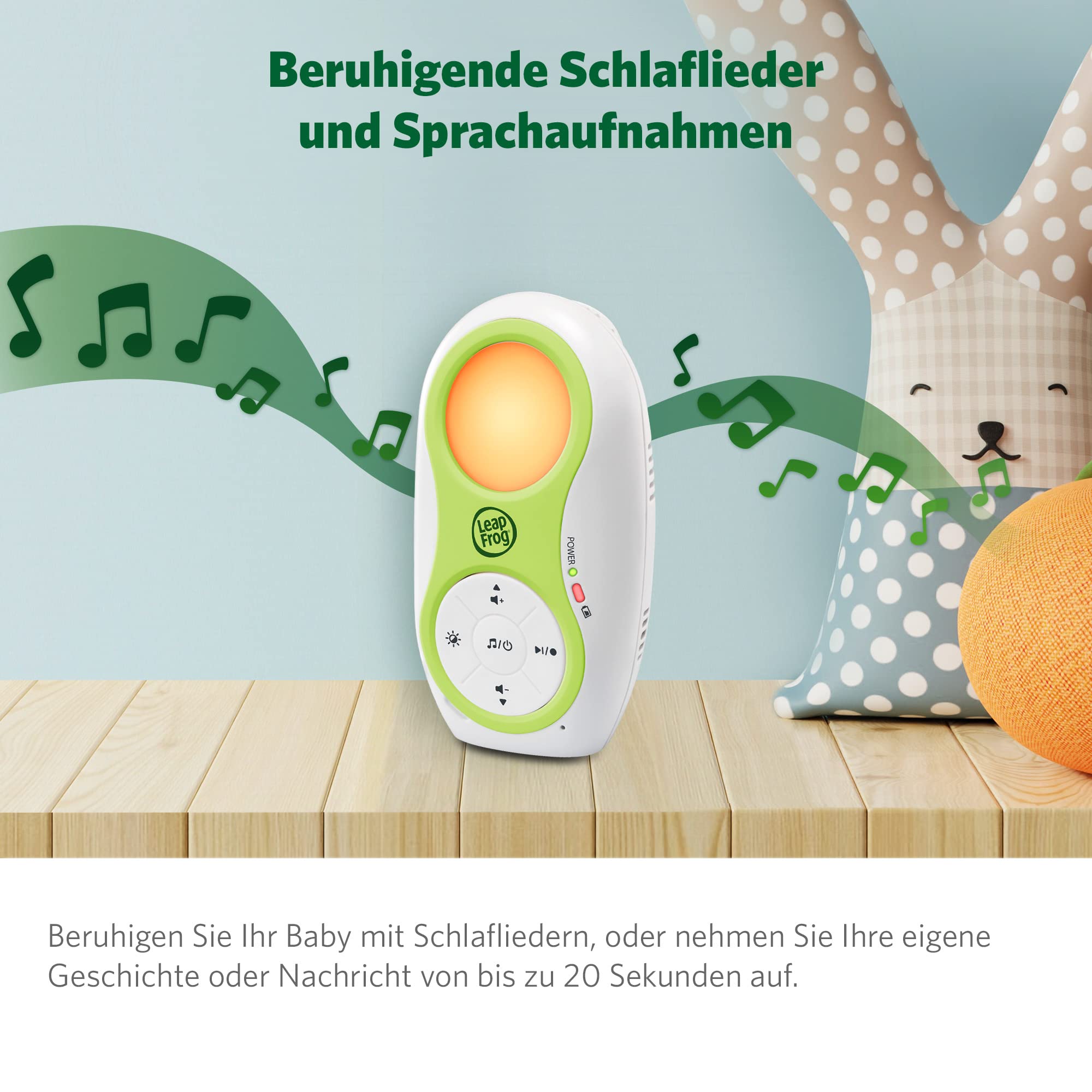 LeapFrog LF80 Audio Baby Monitor, Digital Technology, Long Range, Temperature Sensor, Memory Function, Noise Indicator, Soothing Sound, Night Light, Voice