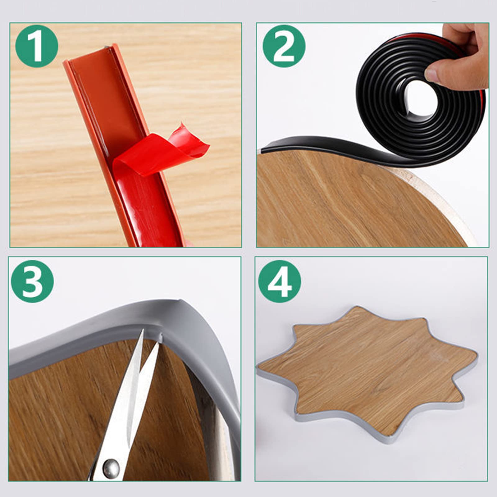 Nastro autoadesivo a forma di U per bordi per mobili, armadi, tavoli, rotolo da 5 m, bordo giallo, larghezza 32 mm, facile da applicare, protezione per pannelli di legno