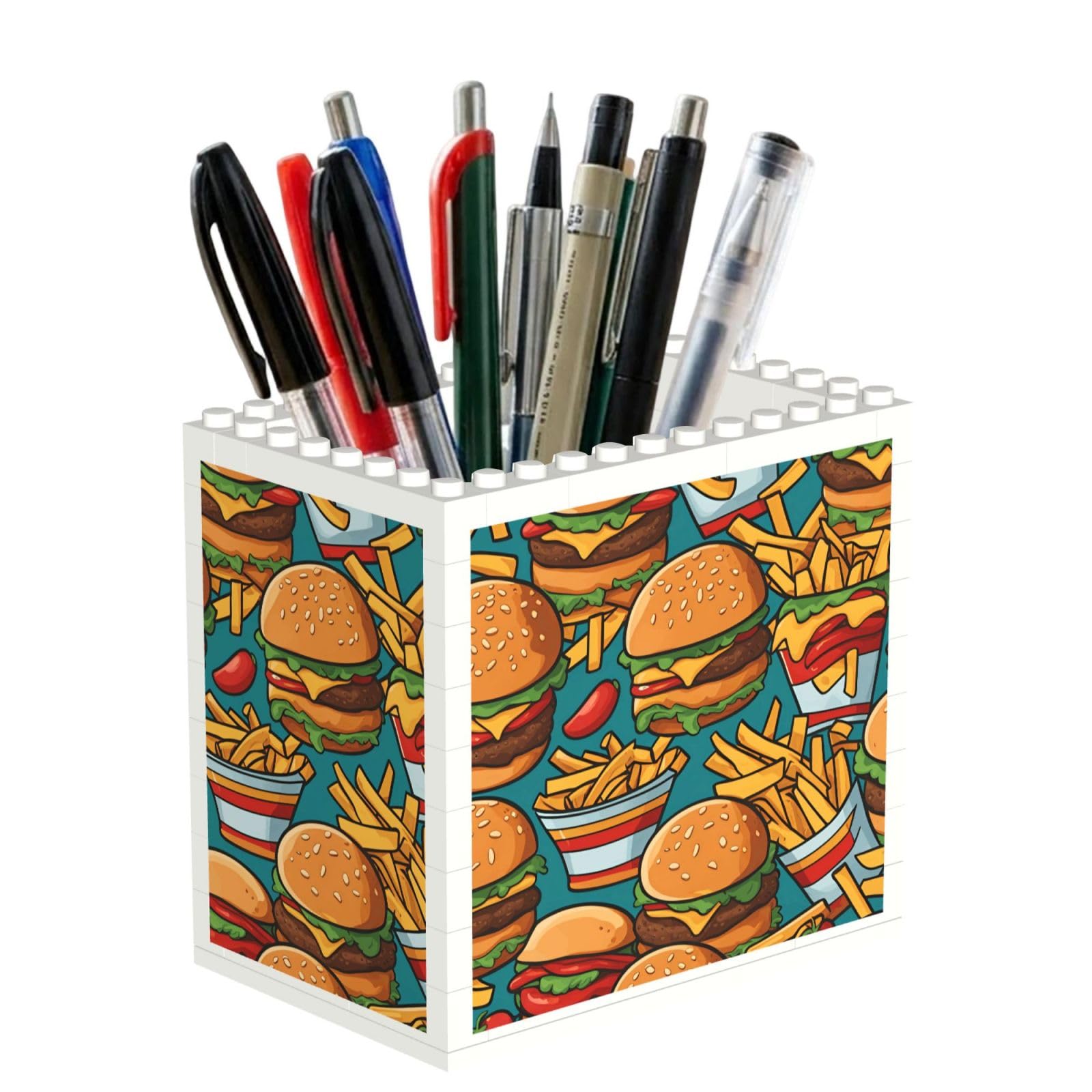 SXZVVBN cute burger fries Building Block Desk Tidy ABS Organiser