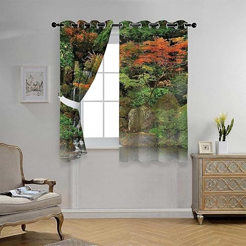Cortinas De Cocina Modernas Lake House Decor - Paneles de cortina para puerta corta con ojales, 55 pulgadas de ancho por 55 pulgadas de largo, 2