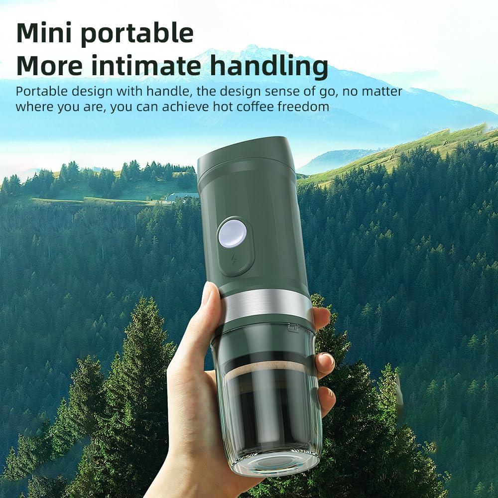 Pilipane Cafetera expreso eléctrica portátil inalámbrica con función de calor y frío, 250 ml, minicafetera individual con cápsulas 3 en 1 de café en polvo/cápsula N/cápsula DG, bomba de 20 (Blanco)
