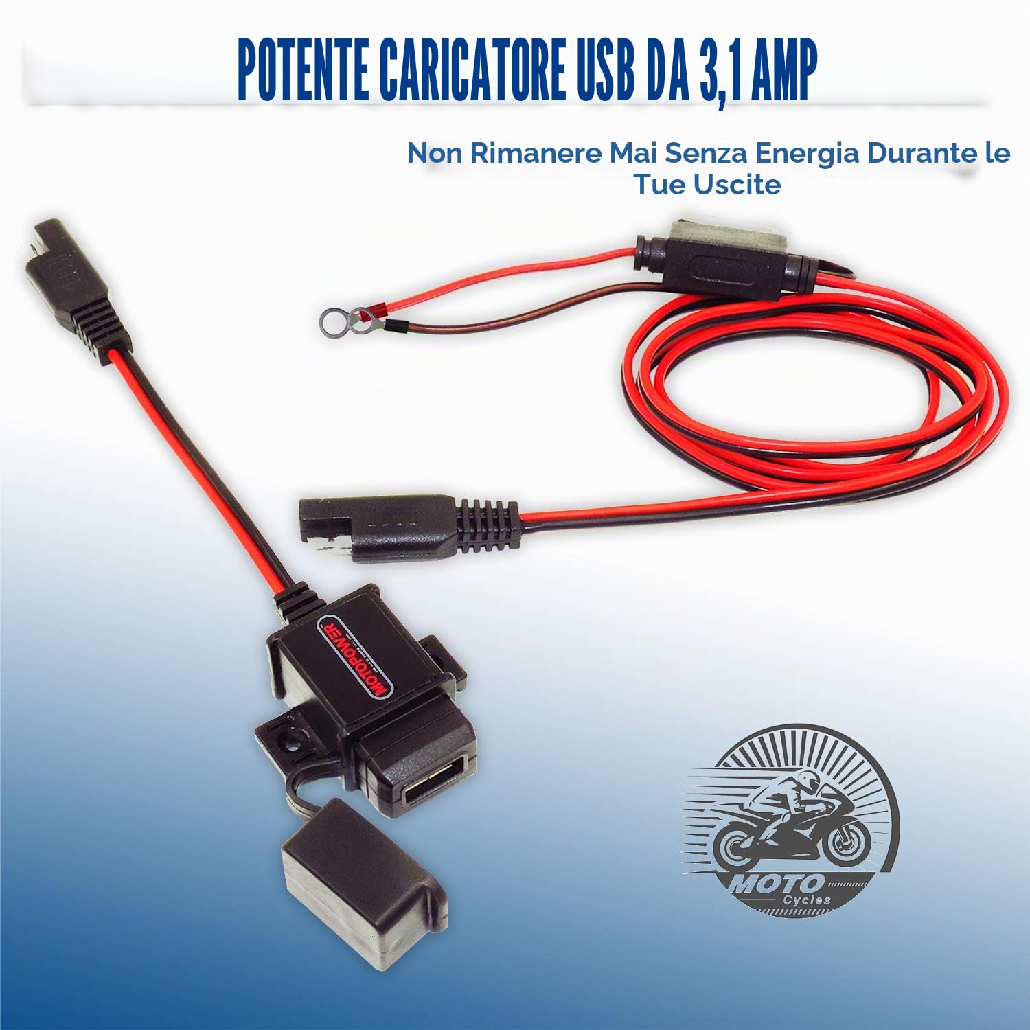 MOTOPOWER MP0609A 3.1Amp Moto USB Charger Kit per Telefono, GPS o Sport Camera