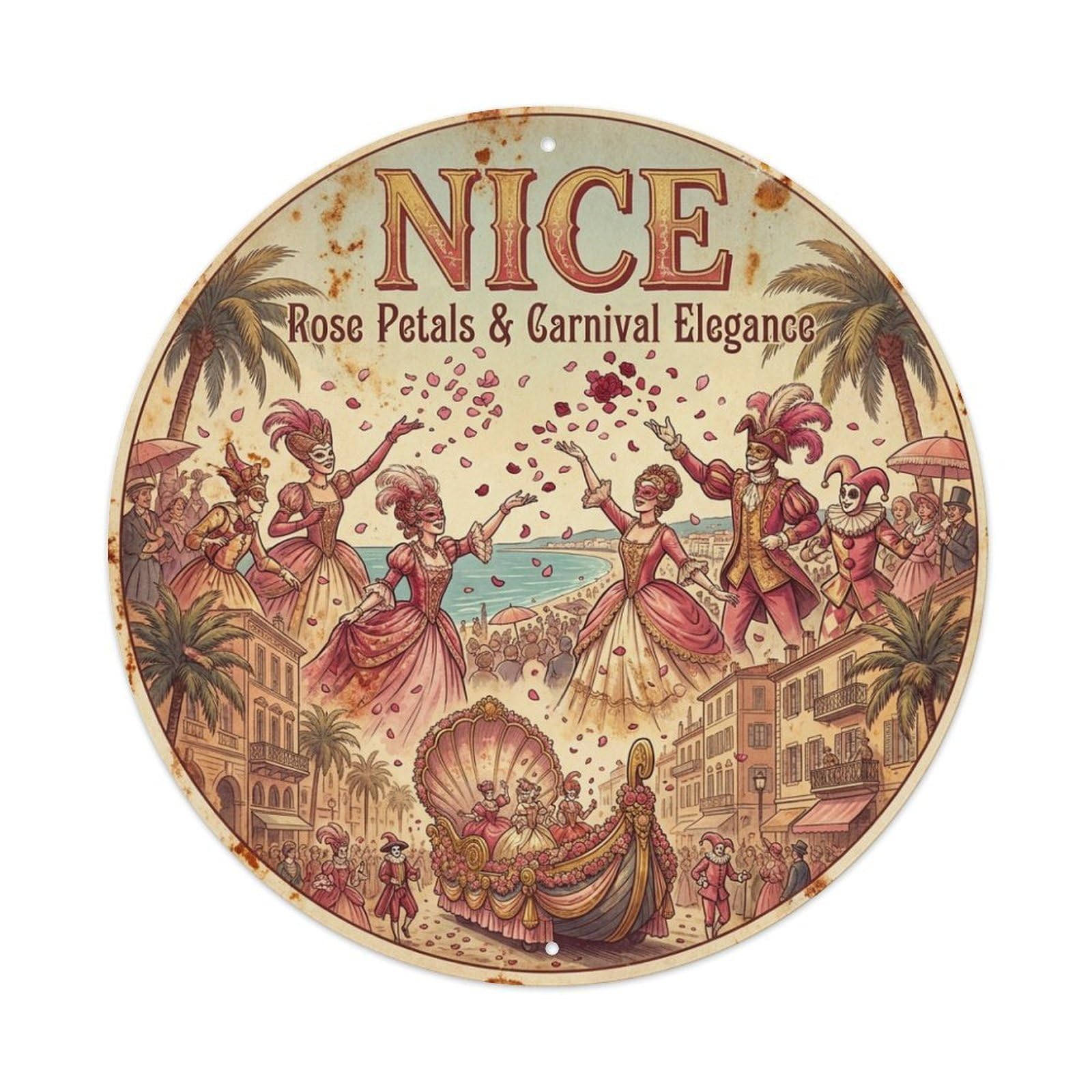 Rose Petals Carnival Elegance Nice Culture Travel Metal Tin Sign