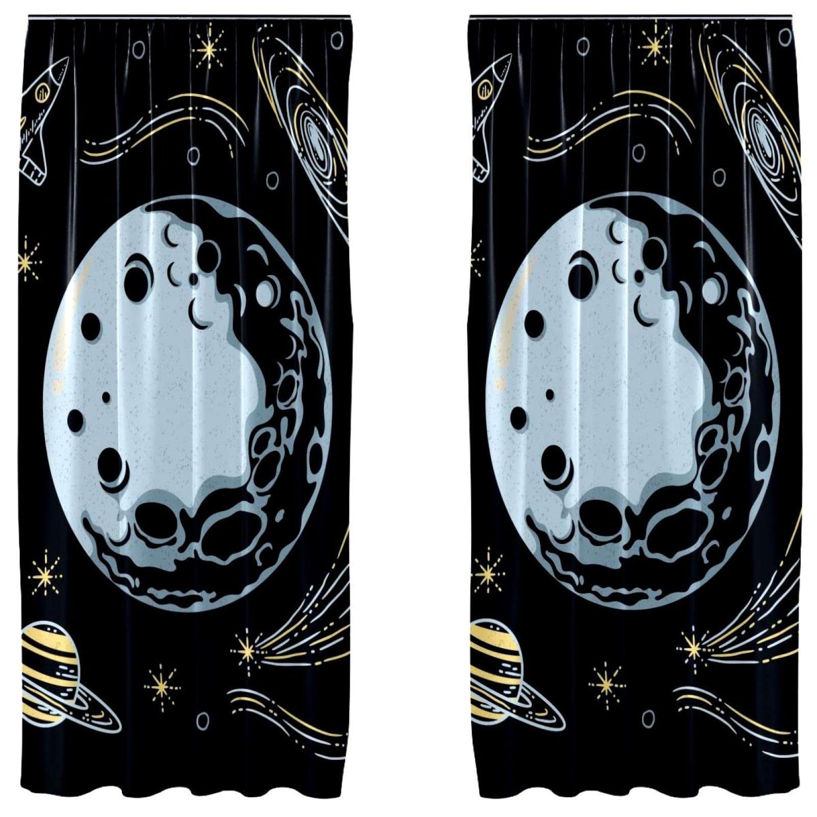 Rideaux occultants de fenêtre occultant thermique noir galaxie 140x213