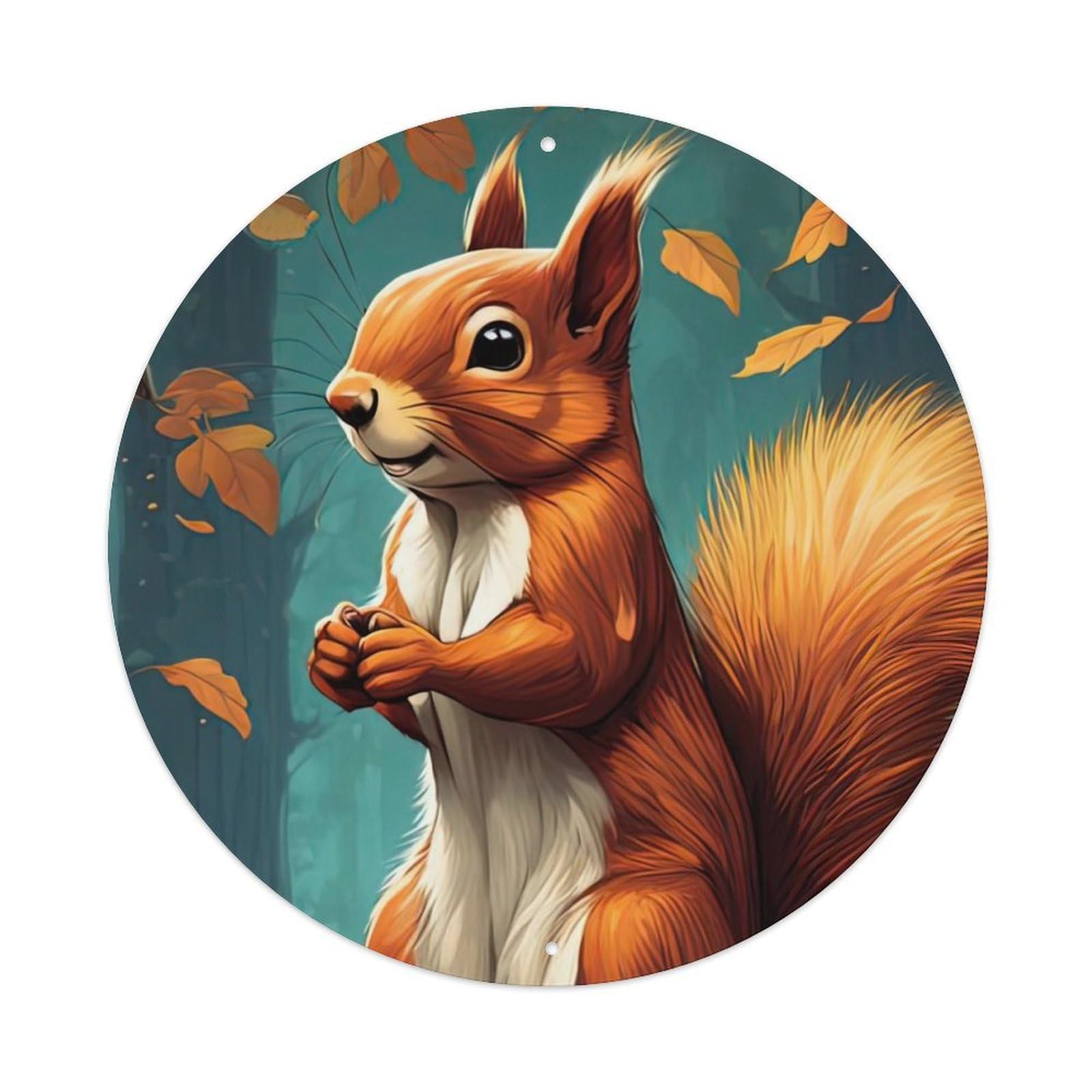 Wildlife Artwork Little Squirrel on The Tree Metal Tin Sign