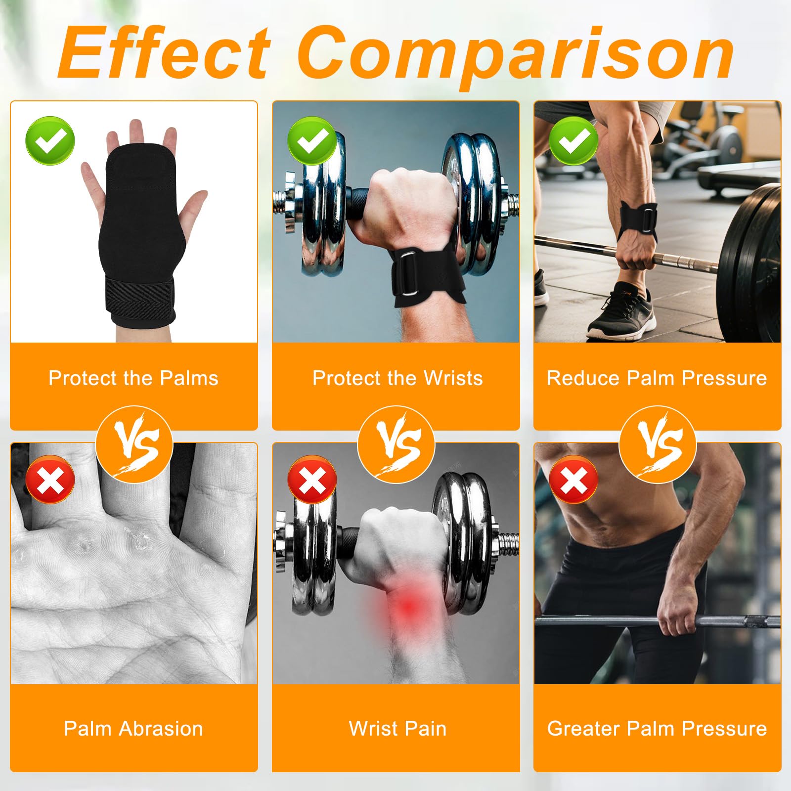 Cinghie da Polso per Sollevamento Pesi, Straps Palestra, Grip Palestra, Sollevamento Pesi in Pell con Wrist Wraps, per Sollevamento Pesi, Deadlift, Allenamento di Forza, Nero