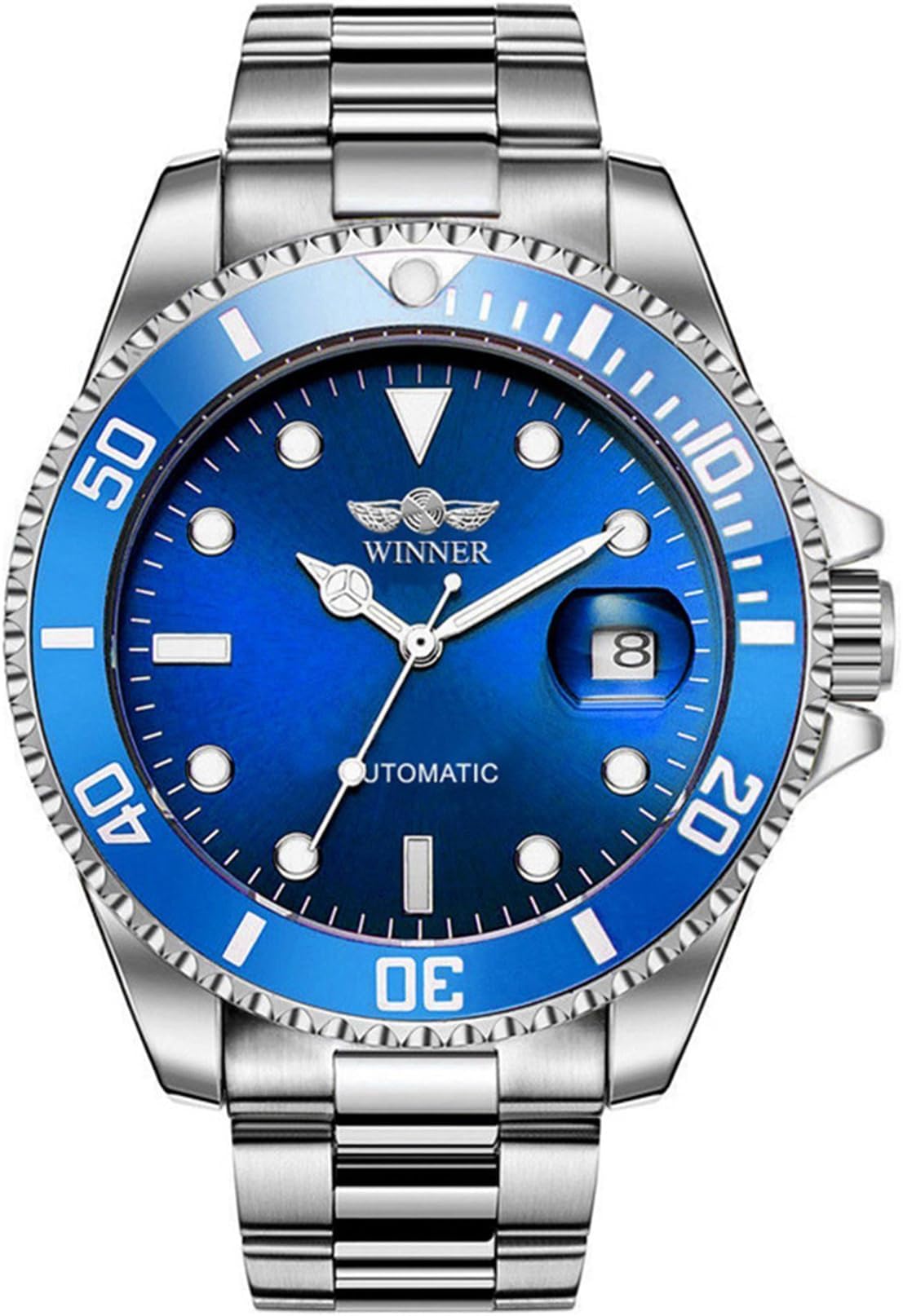 Men Automatic Mechanical Watches Full Steel Waterproof Mens Watches with Calendar