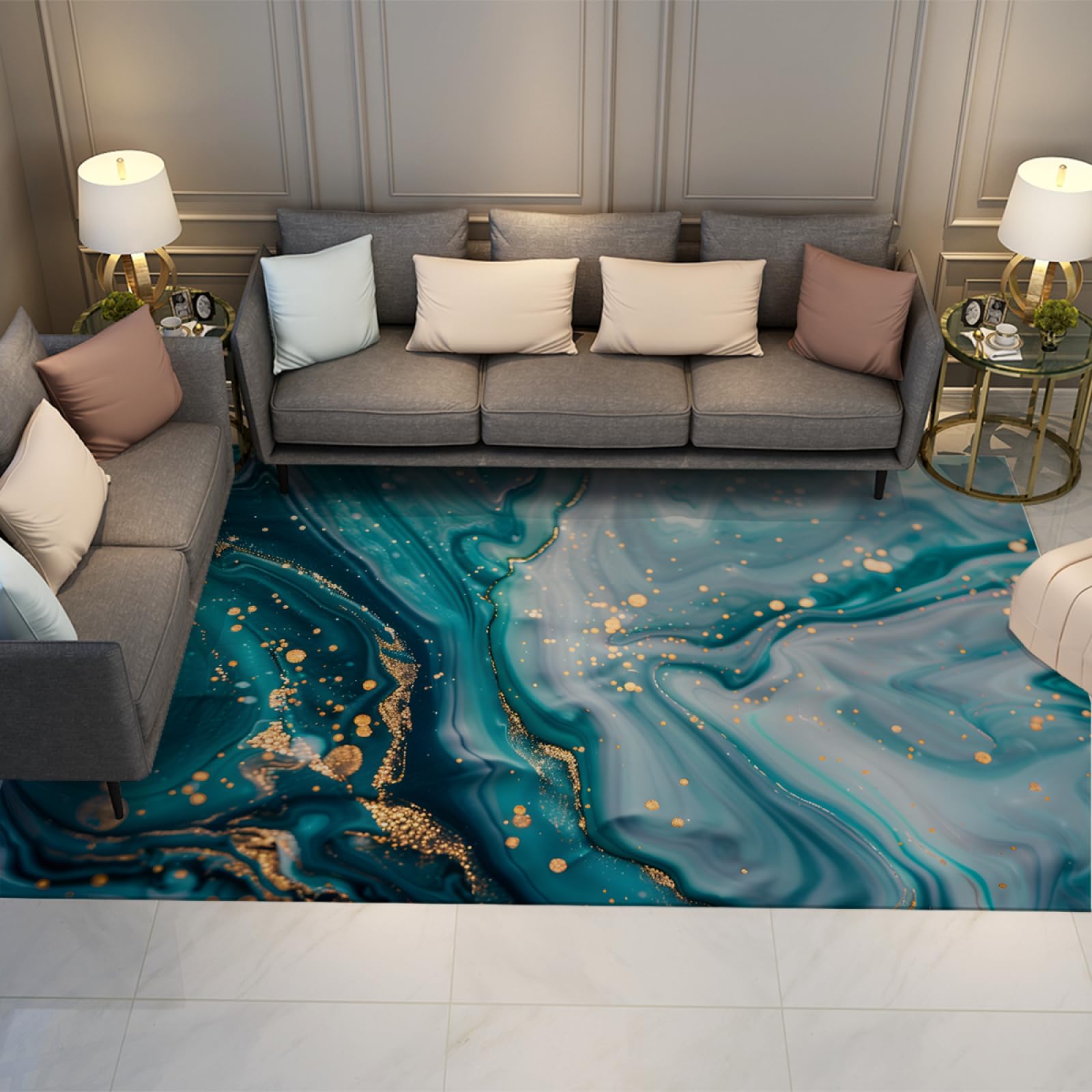 Tapis de salon moderne abstrait pour une ambiance cocooning de chambre