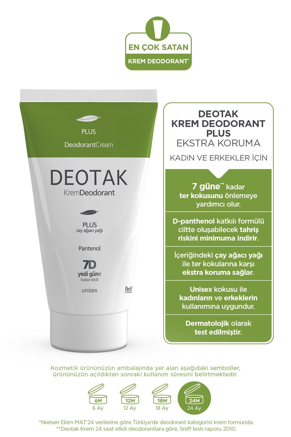 Deotak Plus Ekstra Koruma 7 Güne Kadar Etkili Krem Deodorant 35 ml