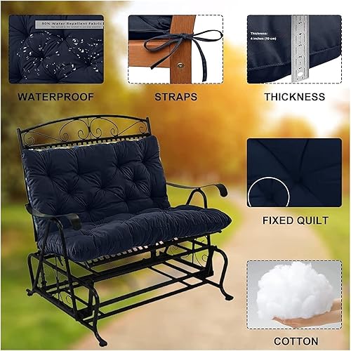 Miniatura 2 de YXMKJOS - Cojín de columpio de repuesto impermeable para porche al aire libre, cojín de banco de 2-3 plazas, cojines de repuesto lavables para banco