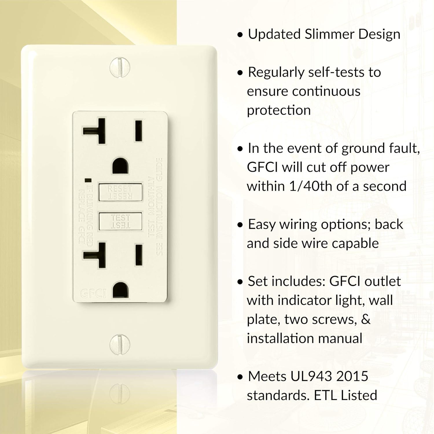 Uр Tо 60% оƒƒ Faith 20A GFCI Outlet, Non-Tamper-Resistant GFI Duplex Receptacles with LED Indicator, Self-Test Ground Fault Circuit Interrupter with Wall Plate, ETL Listed, Light Almond Blасk Frіdау - 60% оƒƒ Faith 20A GFCI Outlet, Non-Tamper-Resistant GFI Duplex Receptacles with LED Indicator, Self-Test Ground Fault Circuit Interrupter with Wall Plate, ETL Listed, Light Almond