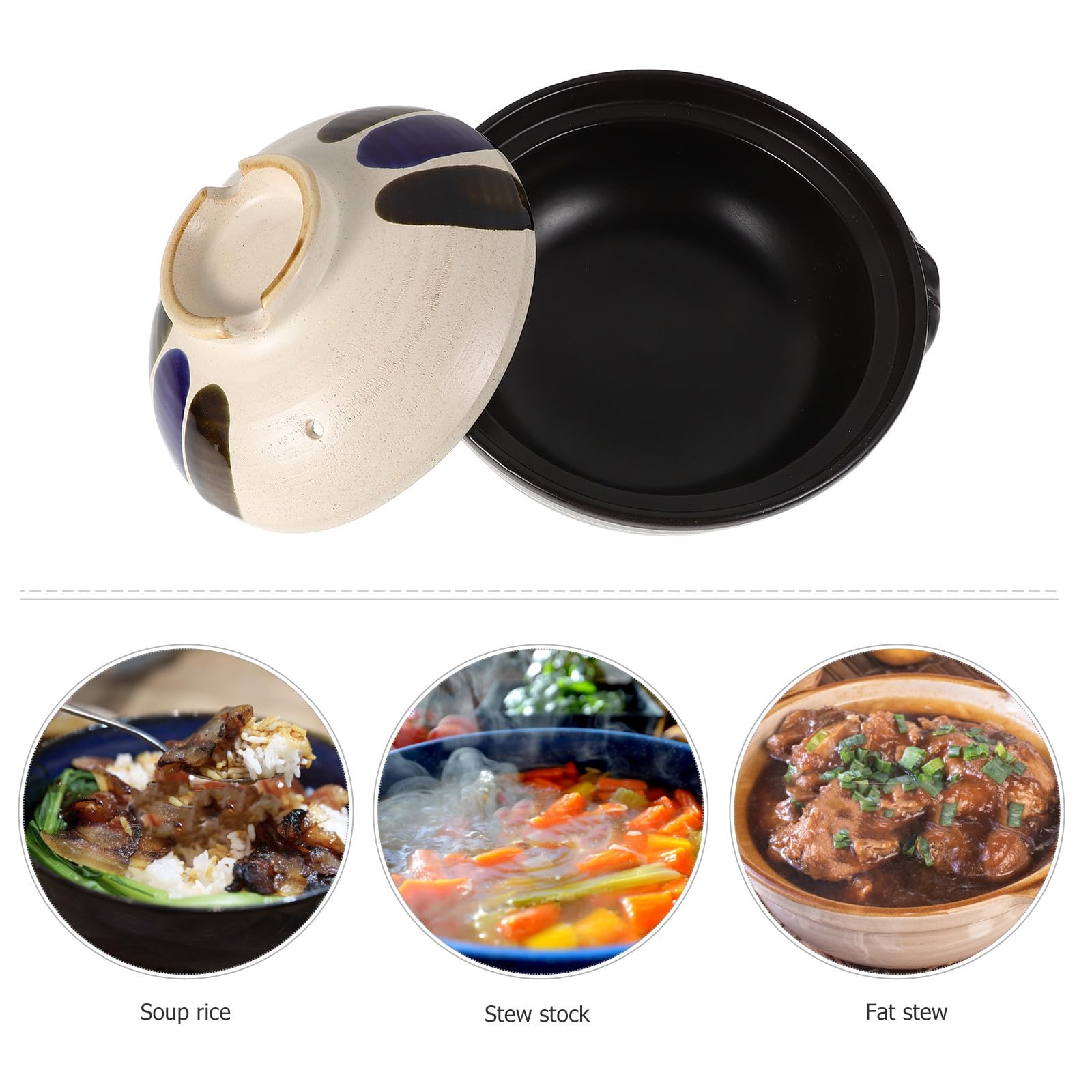 Olla de Barro con Tapa, Doble Asa, Resistente al Calor, Estilo Japonés