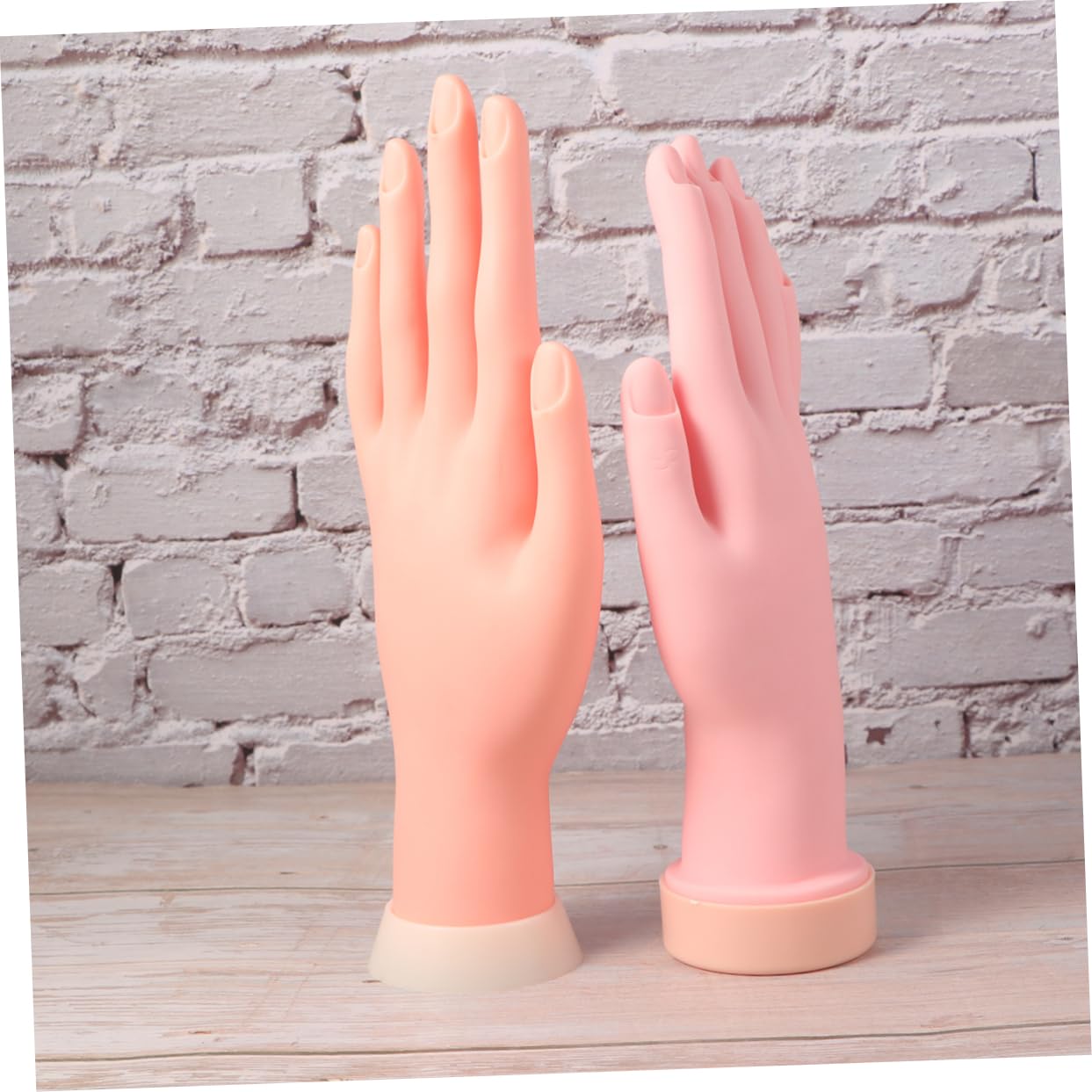 VICASKY 2pcs Professional Nail Art Practice Hand Reusable Fake Hands Life-sized Manicure Training Tool Nail Fingertip Model Set
