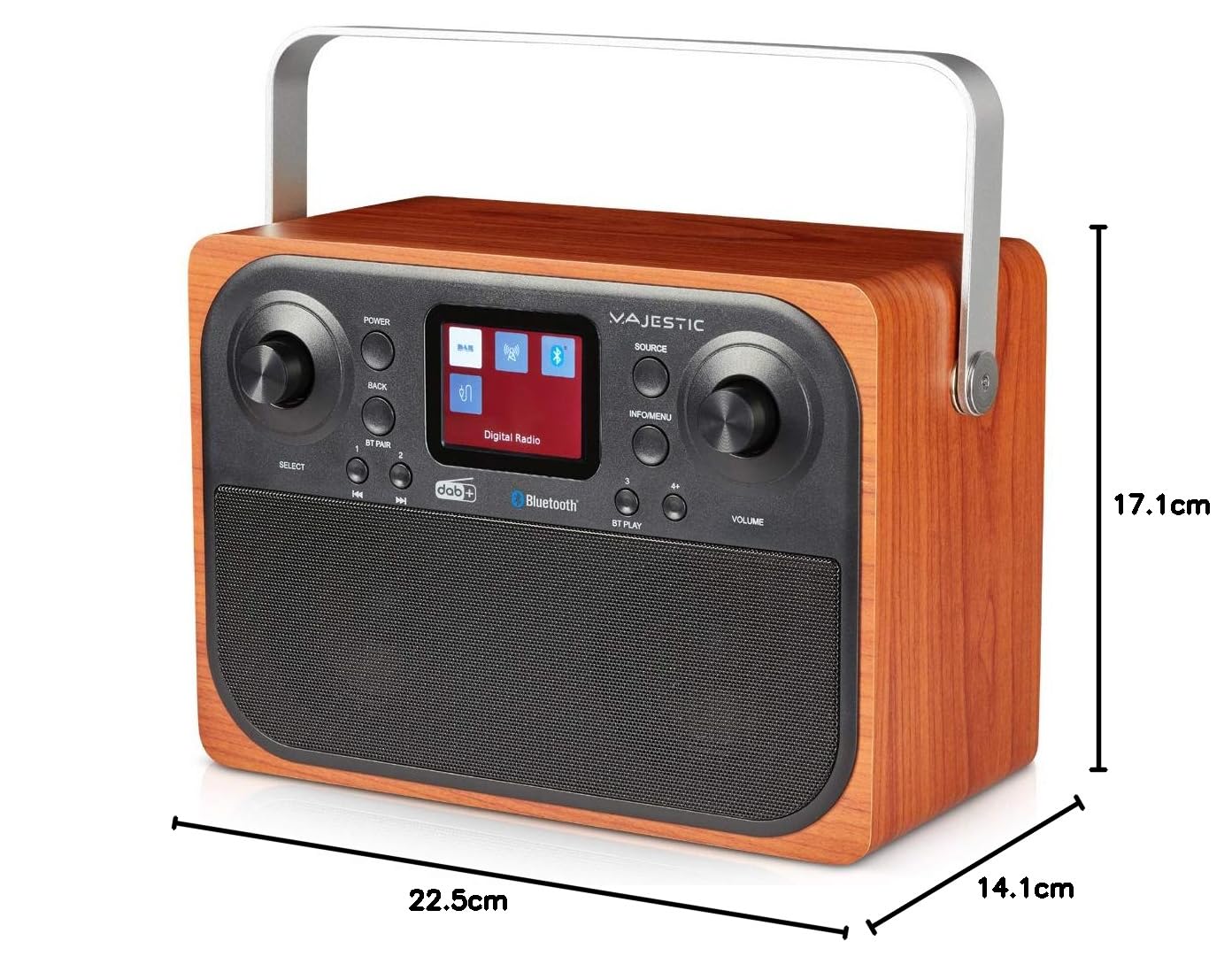 Majestic RT 197 DAB - Radio DAB/DAB+/FM, Bluetooth, Display LC, Ingresso AUX-IN, uscita cuffie, sveglia 2 allarmi 3 suonerie