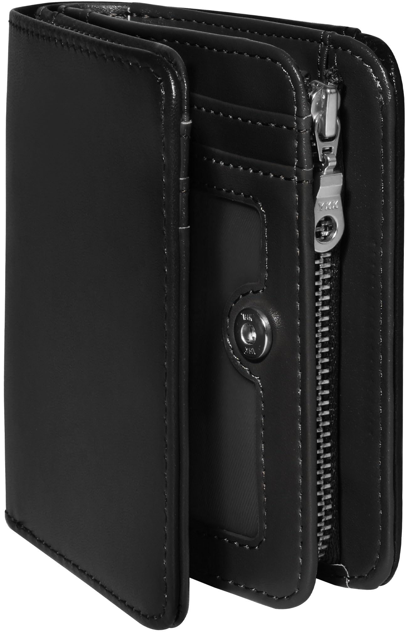 Bahoes Tochigi Leather Bifold Wallet L-Shaped Zipper 15 Cards Black Japan
