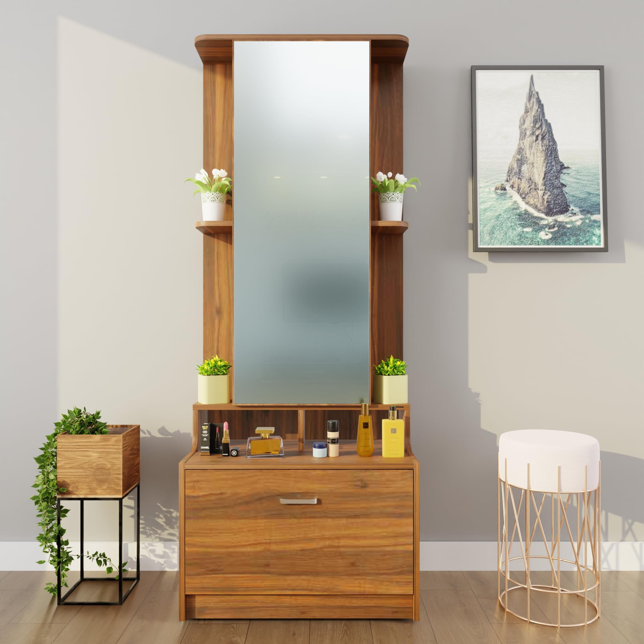 VIKI Engineered WoodDressing Table With Mirror Drawer&Door,Dressing — free download