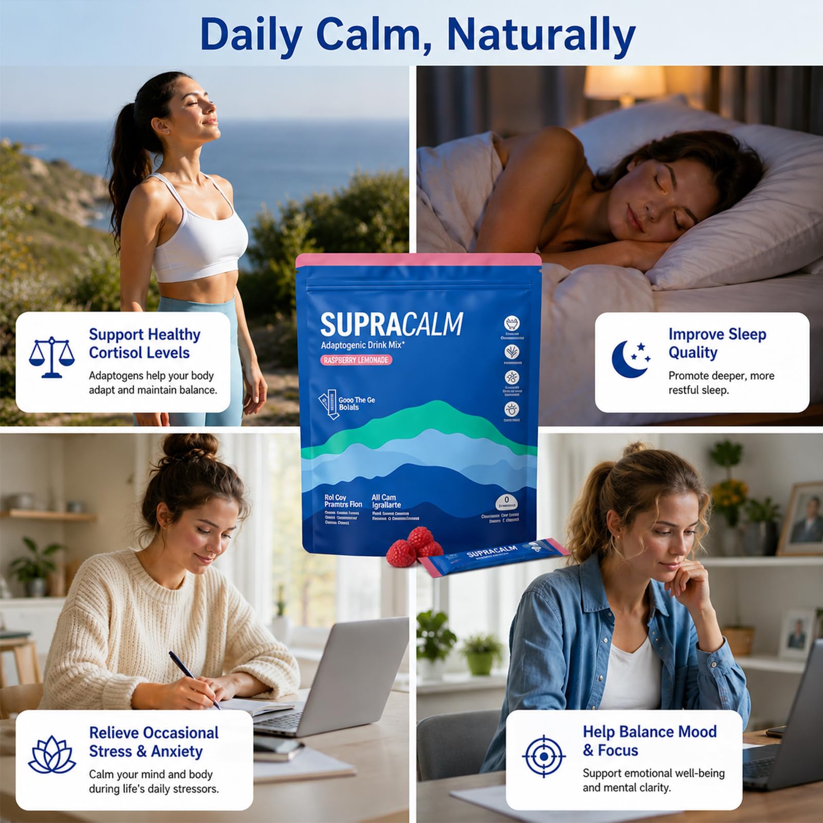 New Super Cortisol：Lot de 20 sticks – Réduit le cortisol – Favorise la détente & la concentration – Améliore le sommeil – Sans sucre – Format nomade – Unisexe | Favorise la Détente et la Concentration,No Sugar