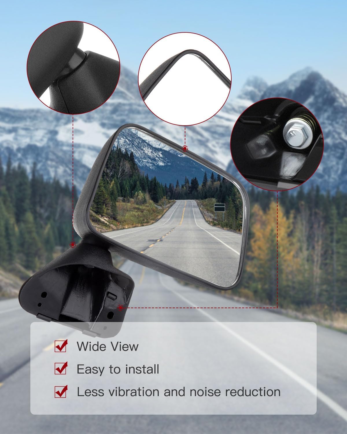 cciyu Exterior Driver And Passenger Side Mirrors With Manual Adjustment Manual Fold Non-heated Fit For 1987-1989 For Toyota 4Runner 1987-1995 For Toyota Pickup