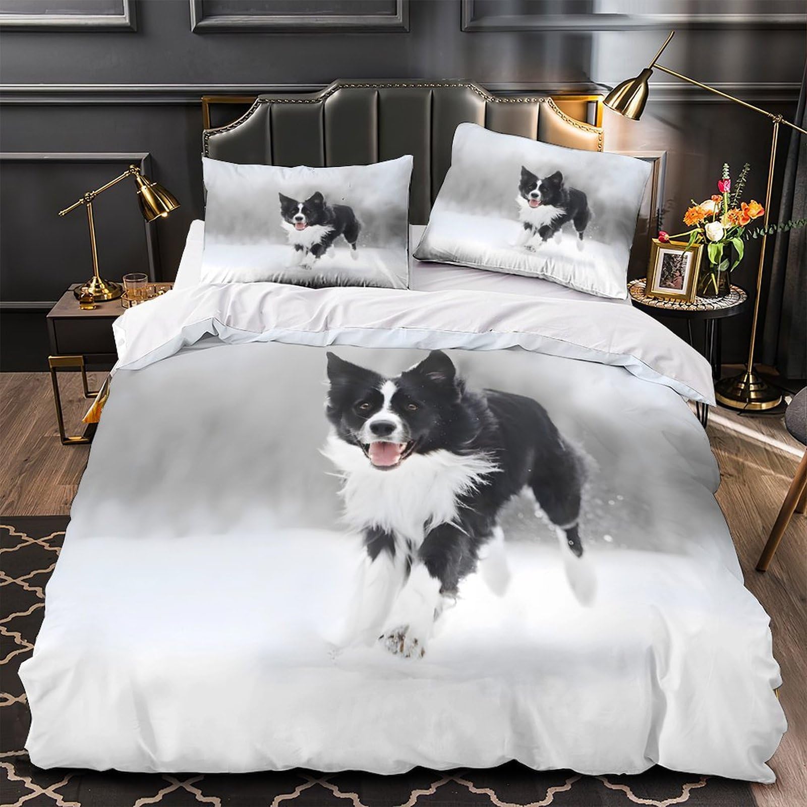 Parure de lit imprimé 3D rétro super king 260x220 en microfibre douce