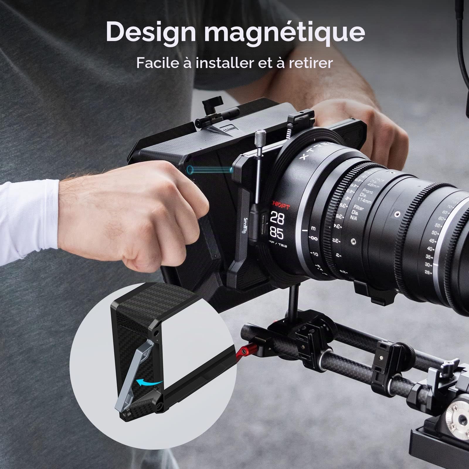 SMALLRIG Matte Box Kit de Base Modulaire Multifonctionnel (Φ114mm) pour Appareils Photo sans Miroir et Objectif Cine avec Support d'Objectif de Cadre de Filtre - 3641