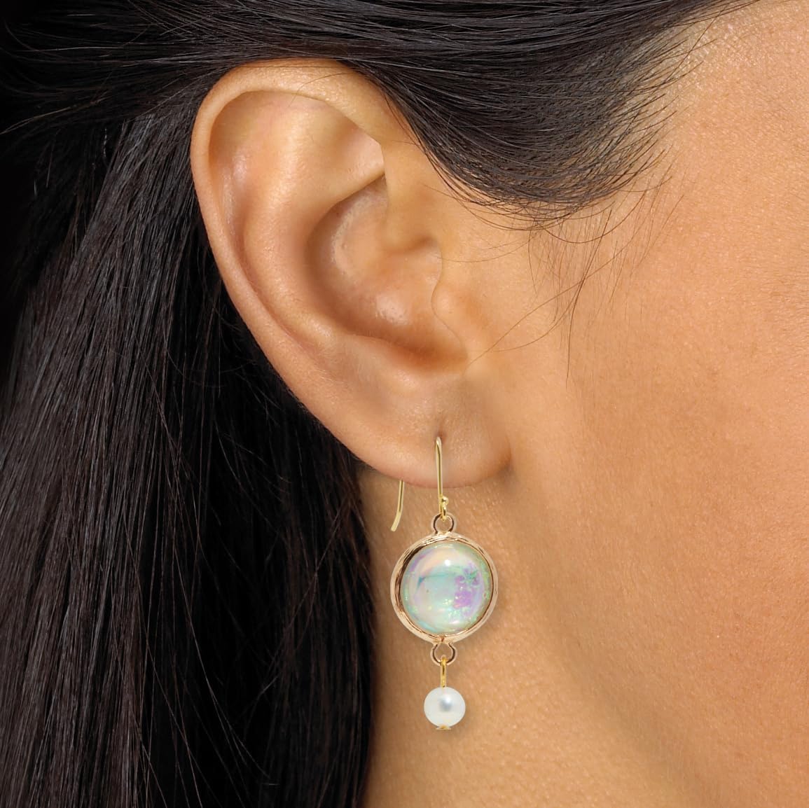 Palm Beach Jewelry Simulated Opal and Pearl Necklace and Earring Set
