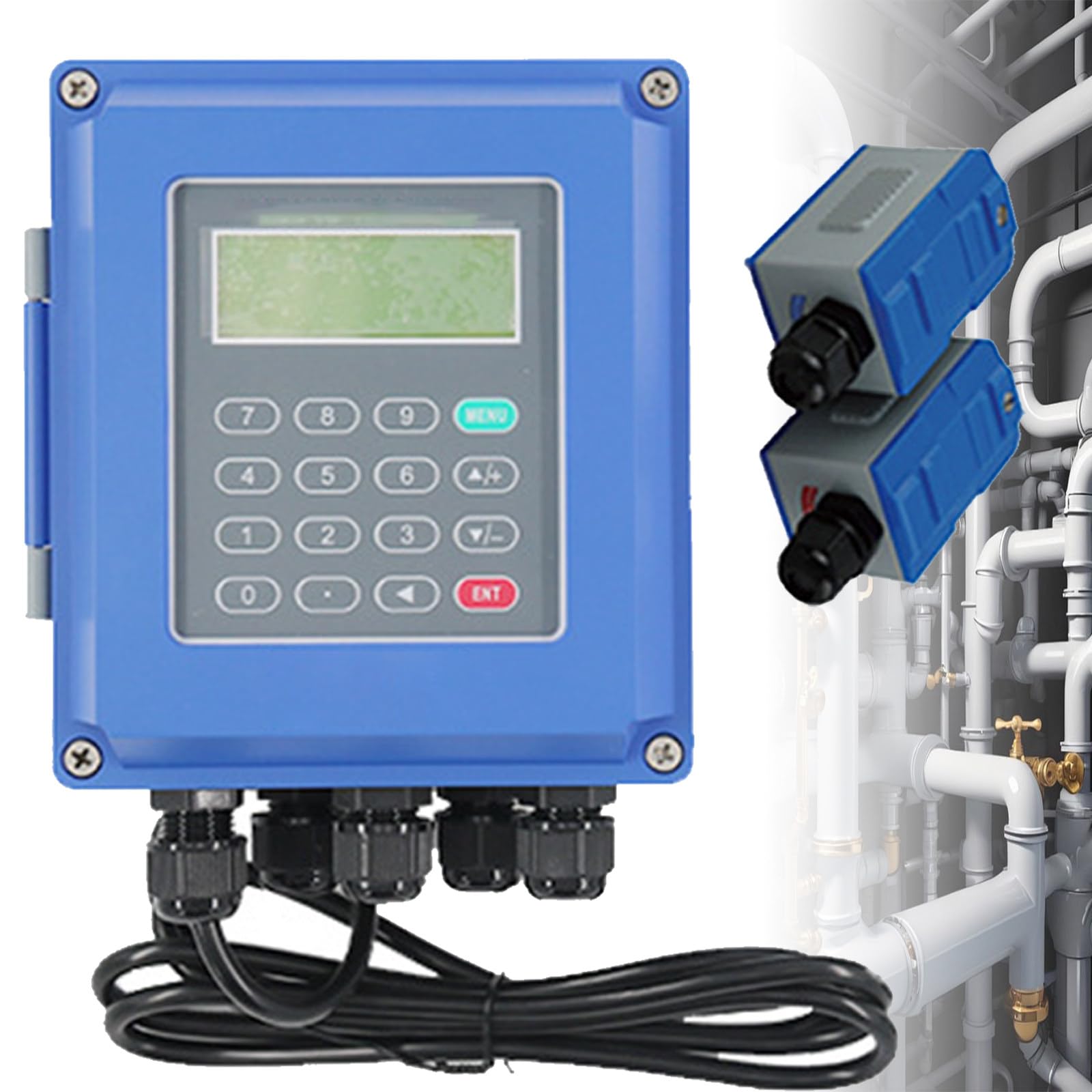 Sjyclaviger Digital Ultrasonic Flow Meter Tuf-2000b Liquid Flowmeter, Portable Ultrasonic Flow, Pipe Size From Dn15 To 6000mm Ip68, For Water Sewage Oil Standard-S
