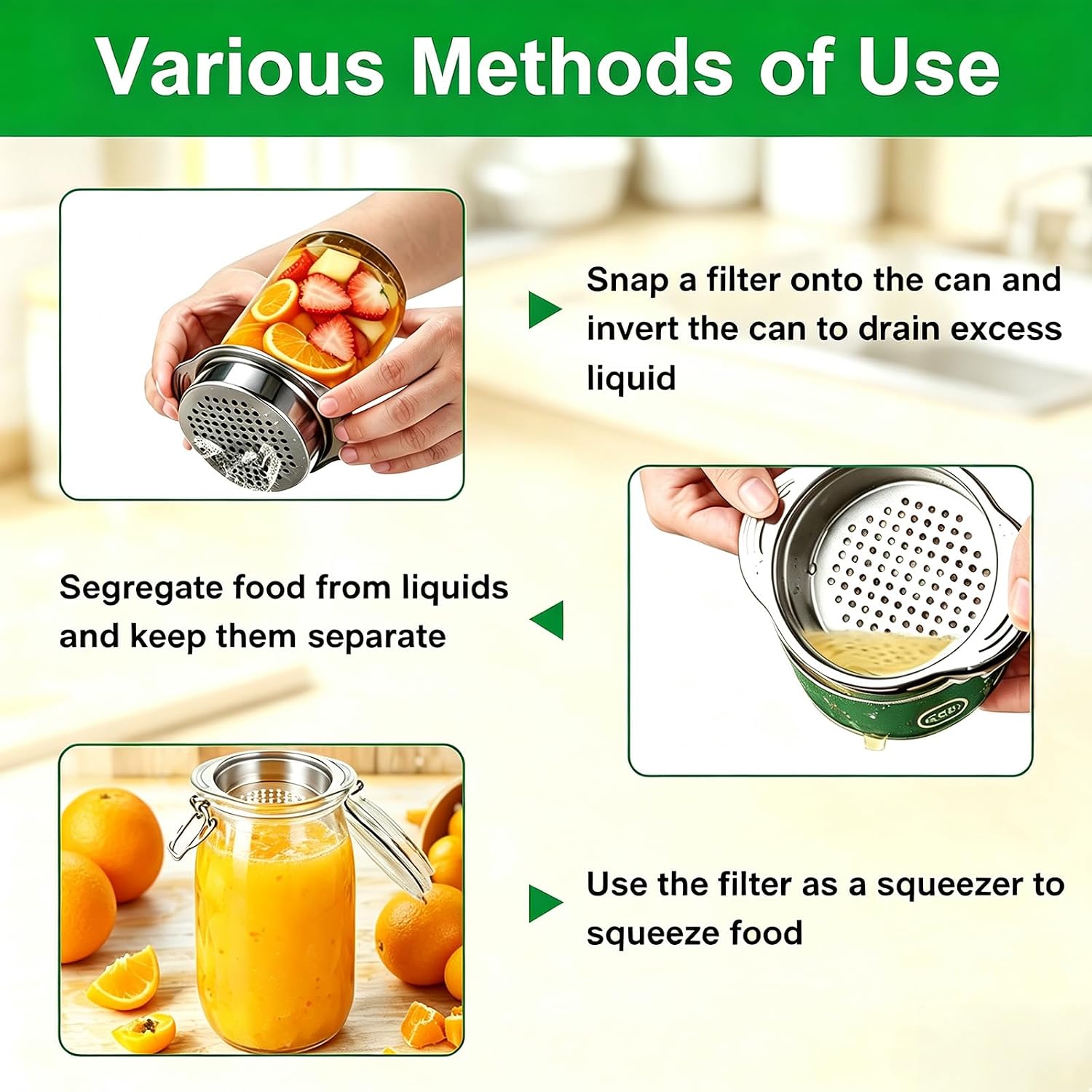 2 Pcs Tuna Can Strainer Press Can Drainer Strainer for Canned Goods, Metal Sieve Can Colander, Stainless Steel Strainer, Food Grade Tuna Press Lid Oil Drainer for Kitchen Canned Beans Vegetables