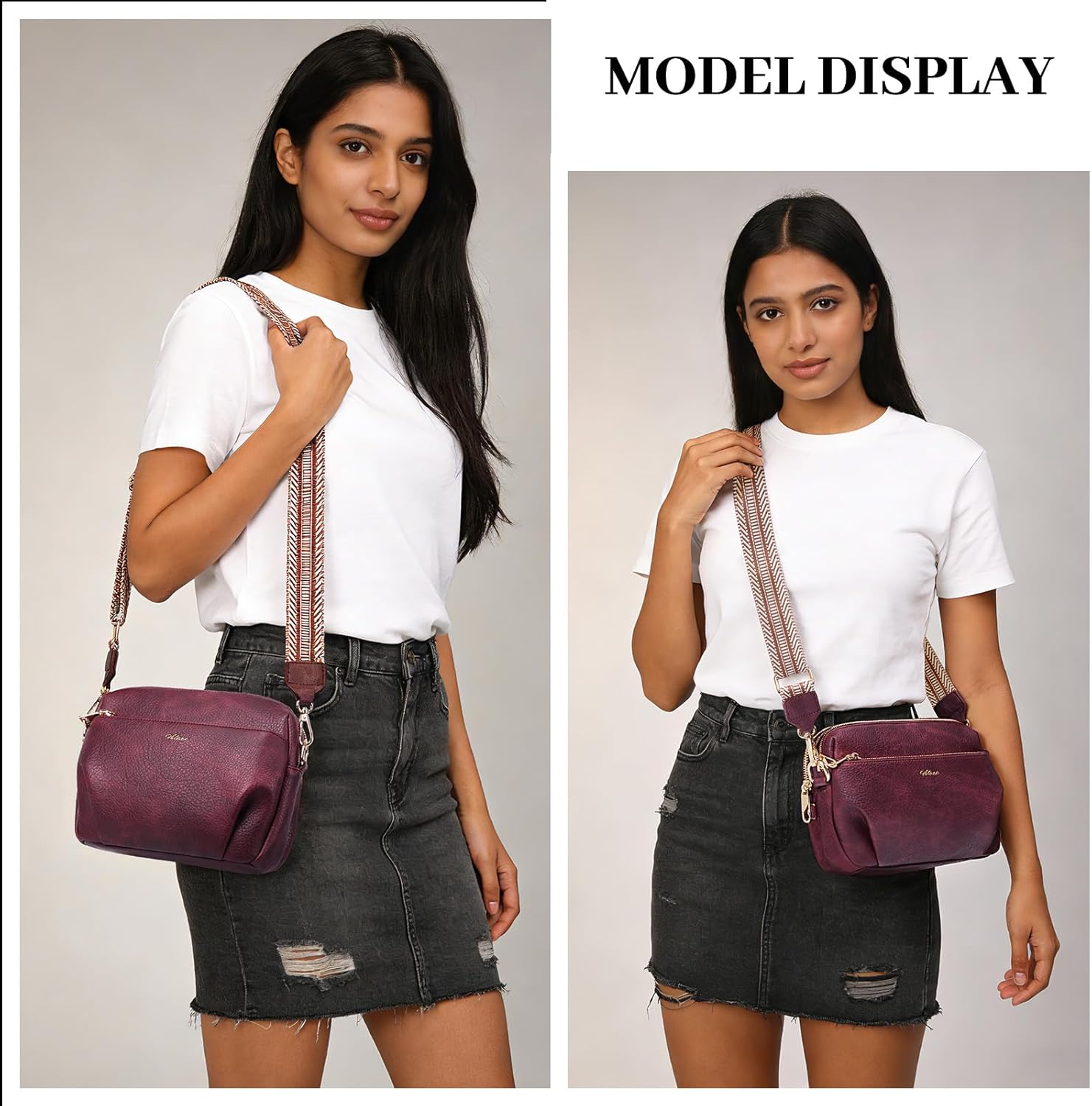 Crossbody Bag for Women Leather Purse Anti Theft Multi Pockets Wide Adjustable Strap Shoulder Handbag RFID Blocking - Image 2