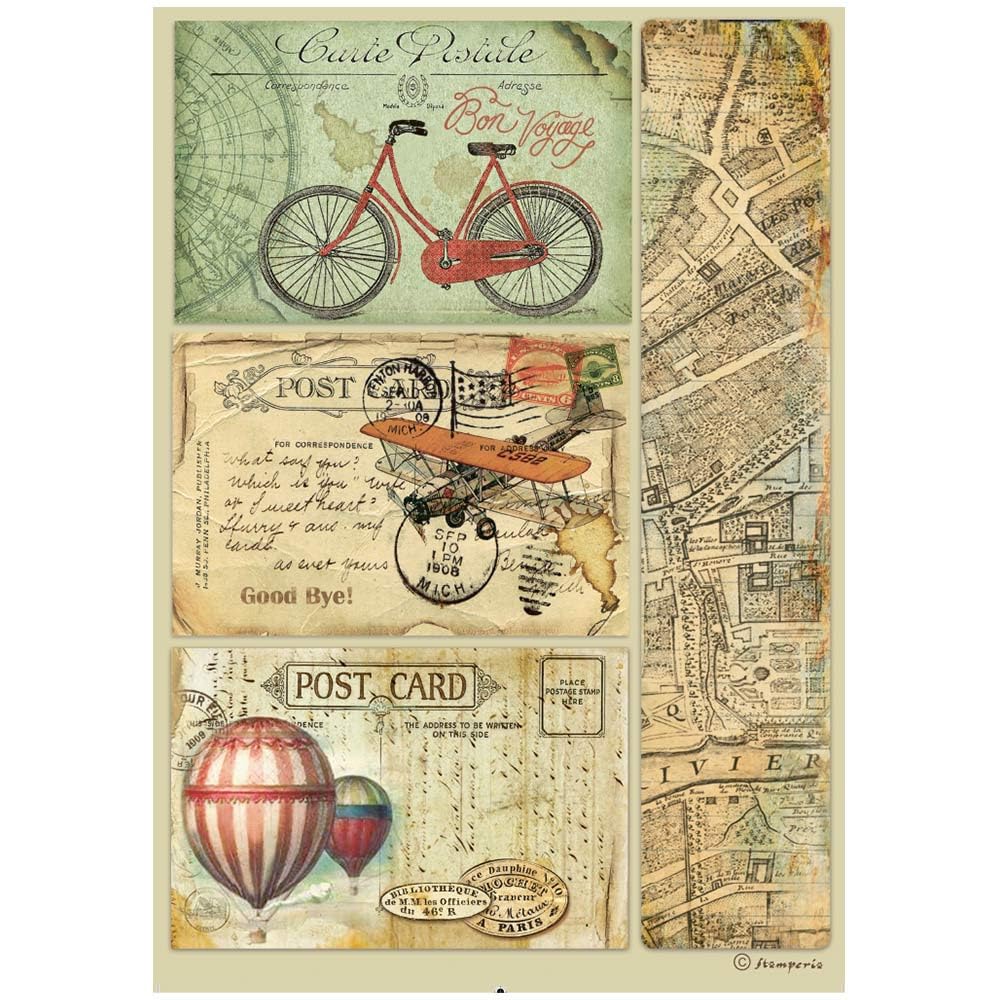 Stamperia A4 Rice Paper Around The World Post Card, Multicolour, One Size