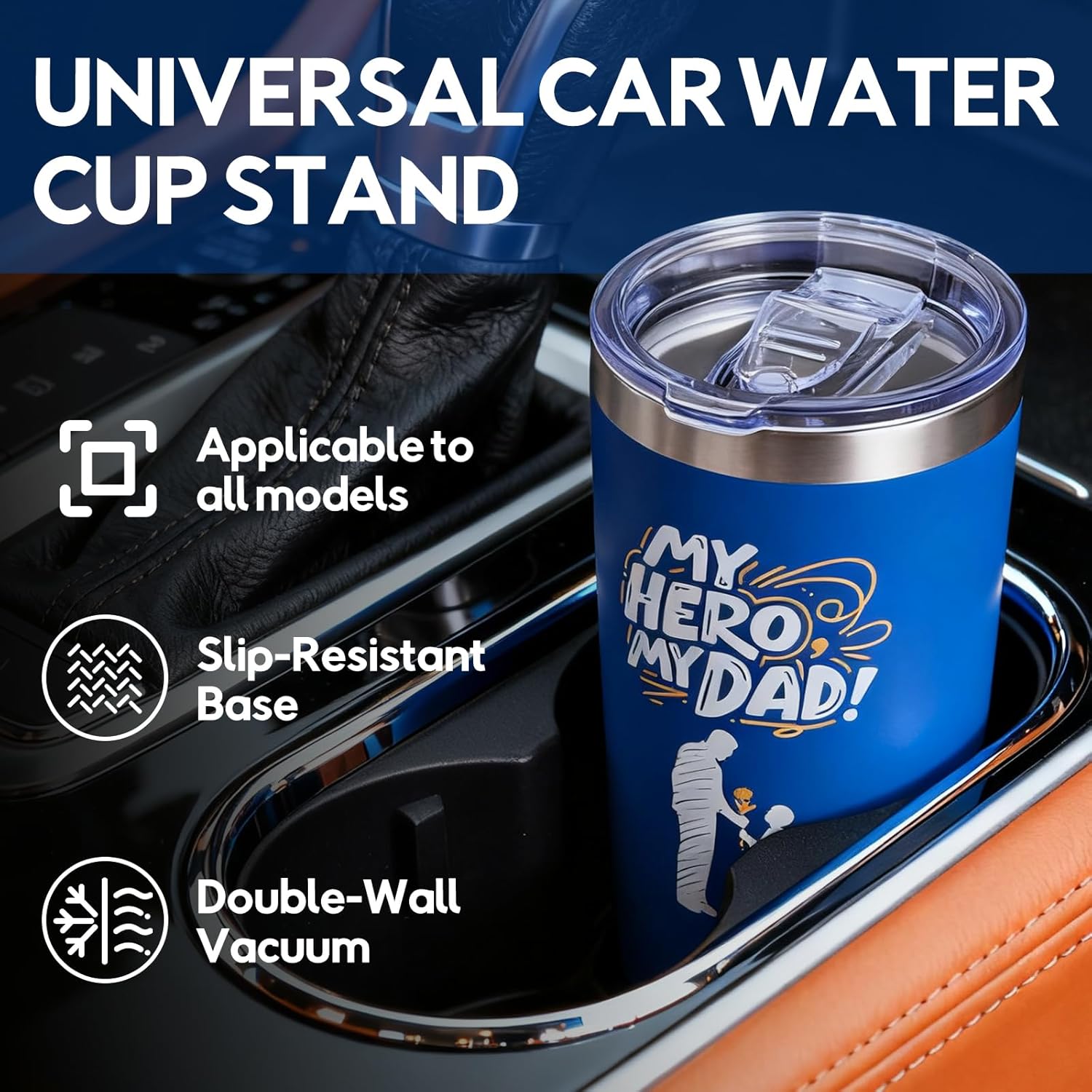 Gifts for Dad, 20oz Travel Tumbler from Daughter Son - Stainless Steel Insulated Cup with Lid, Leakproof Travel Mug for Coffee, Chrismas and Birthday Gift for Him,Blue - Image 4