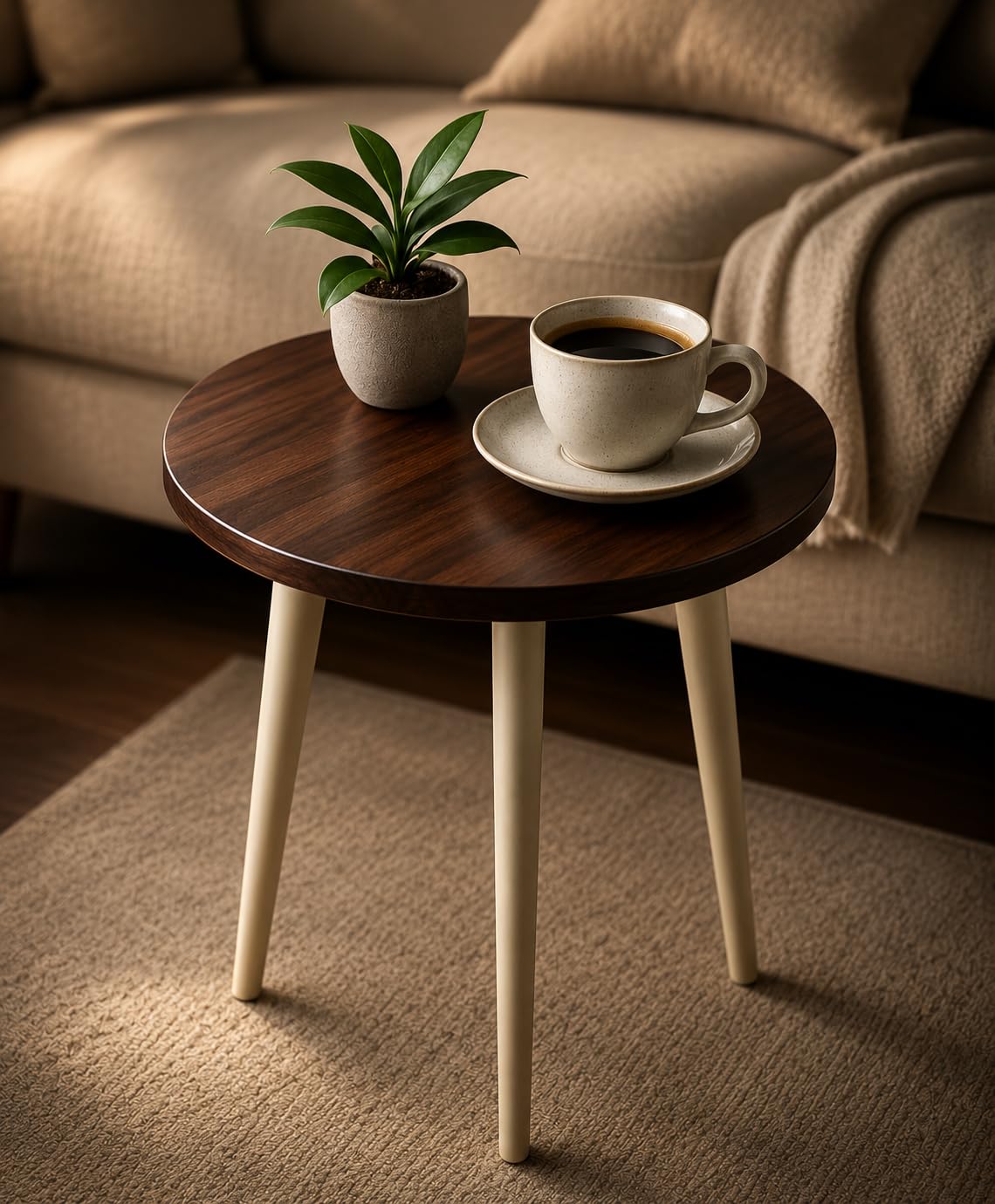Round Side Table, Wooden End Table for Living Room, Small Coffee Table, Bedside Table, Sofa Side Table, Plant Stand, Accent Table, Modern Scandinavian Home Furniture,-image-34