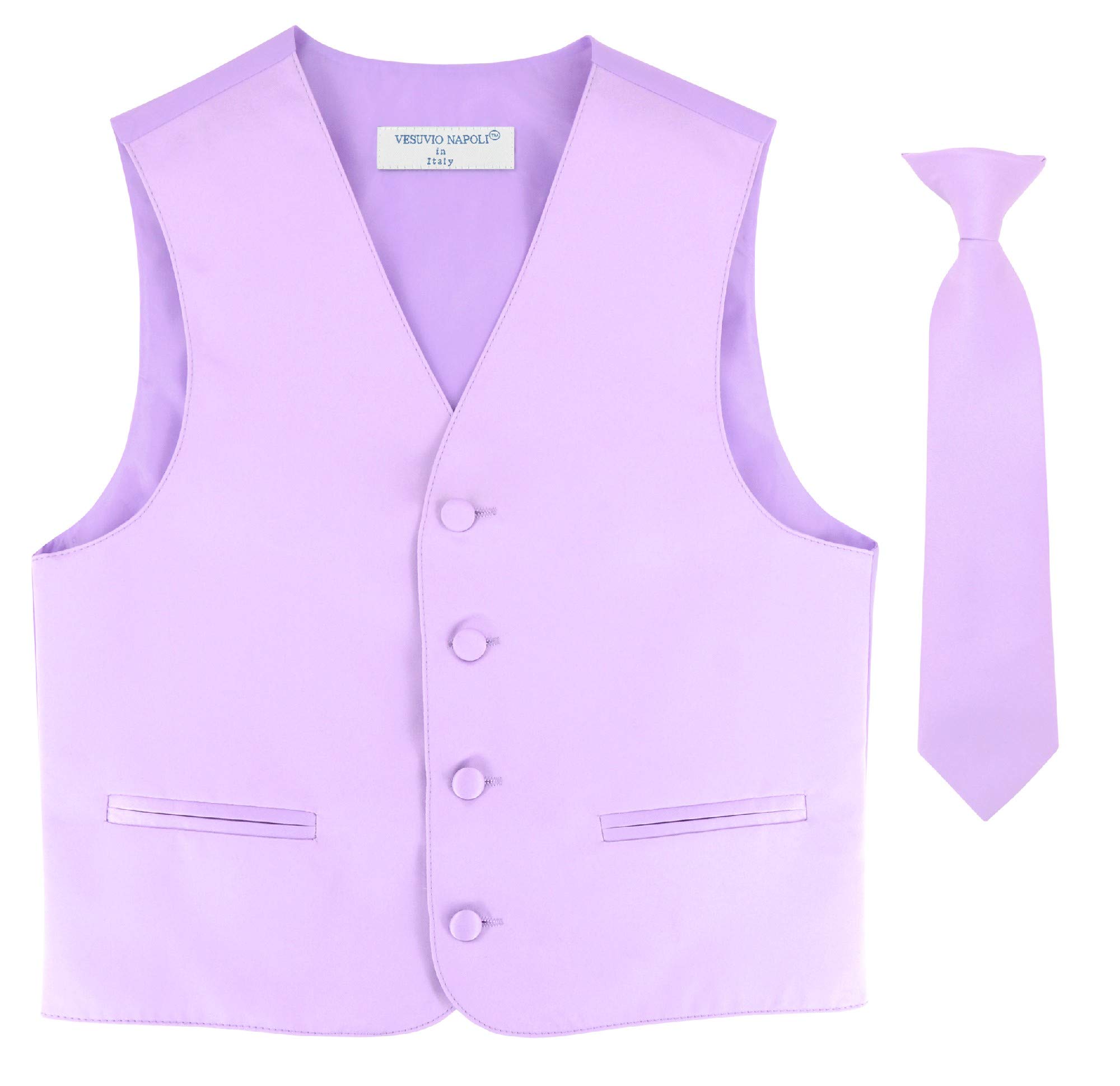BOY'S Dress Vest &amp; NeckTie Solid HOT PINK FUCHSIA Color Neck Tie Set