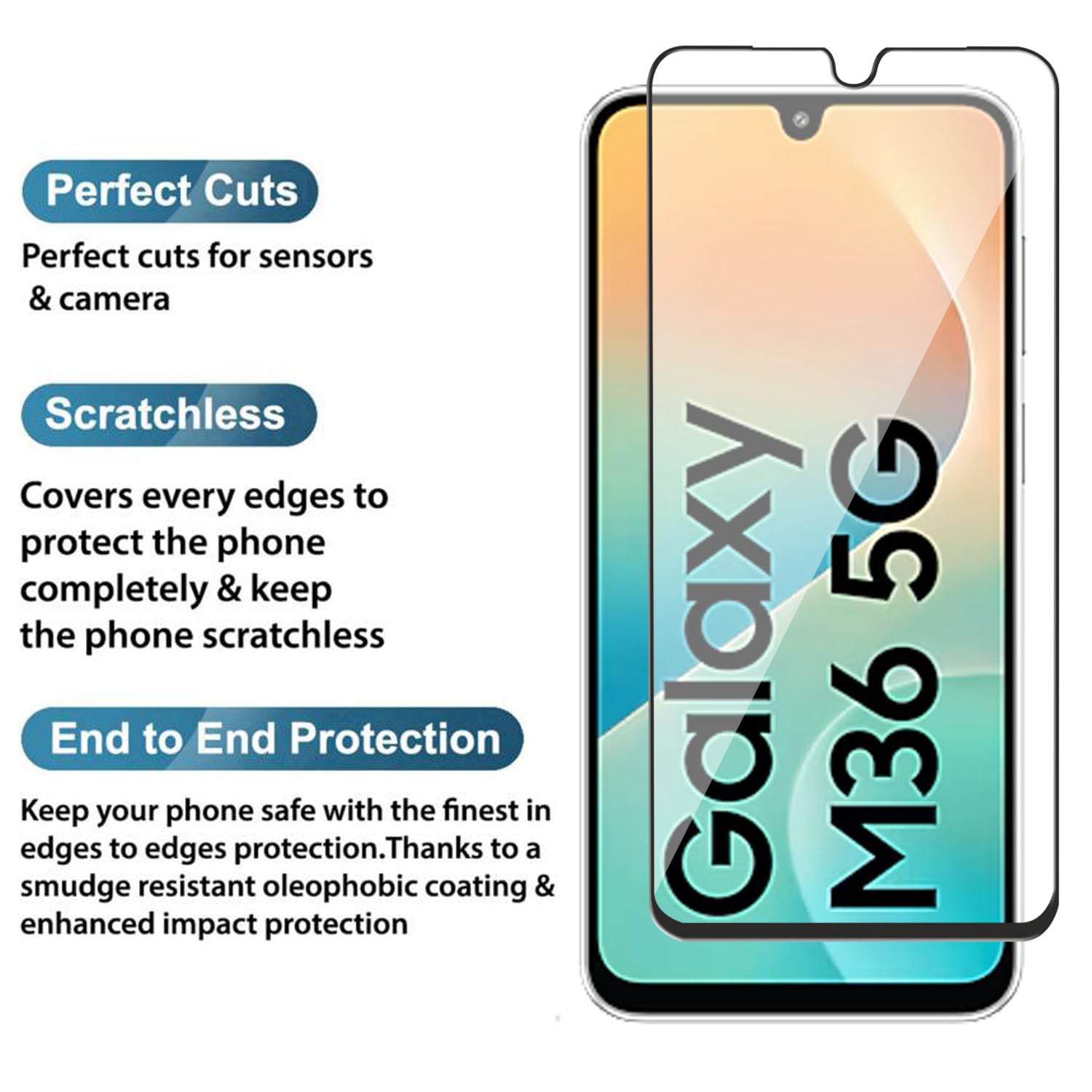 POPIO Military-Grade Gorilla Tempered Glass for Samsung Galaxy M36 | 9H Hardness, Edge-to-Edge, Bubble-Free — Amazon image 3
