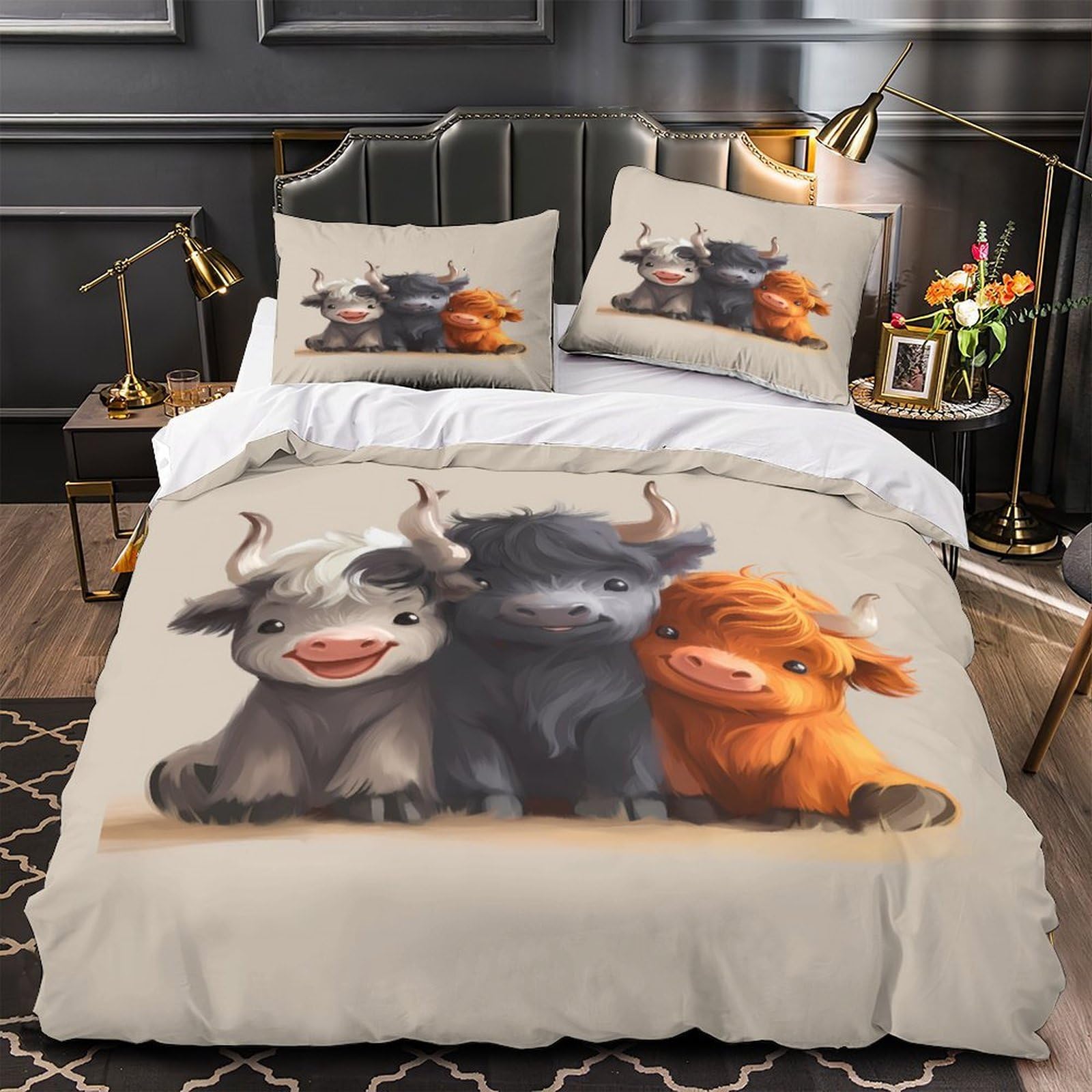 Housse de couette yak hypoallergénique et douce en microfibre 3D 200x200