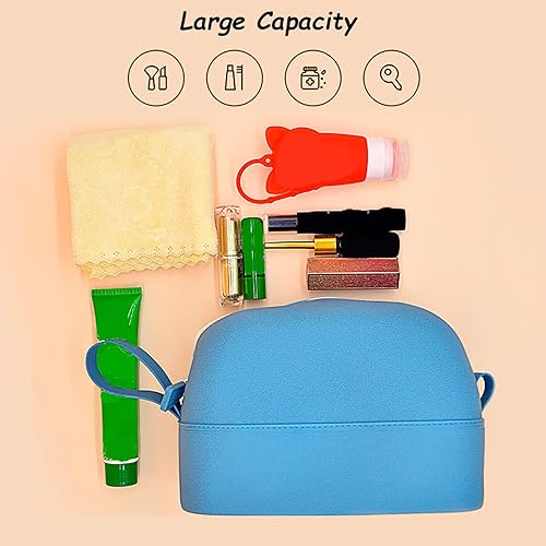 Miniatura 6 de Bolsa de maquillaje impermeable, bolsa de aseo de silicona, bolsa de almacenamiento portátil de viaje, bolsa de cosméticos lavable de gran