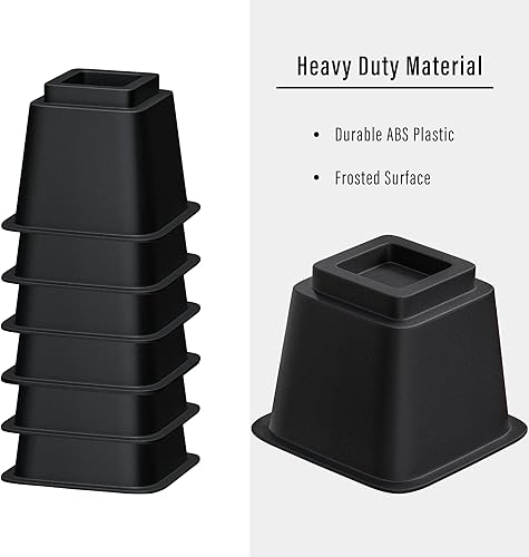 Miniatura 6 de Lufia Elevadores de muebles de cama de 5 pulgadas, elevadores de cama resistentes para sofá, mesa, sofá, silla o escritorio (juego de 6, negro)