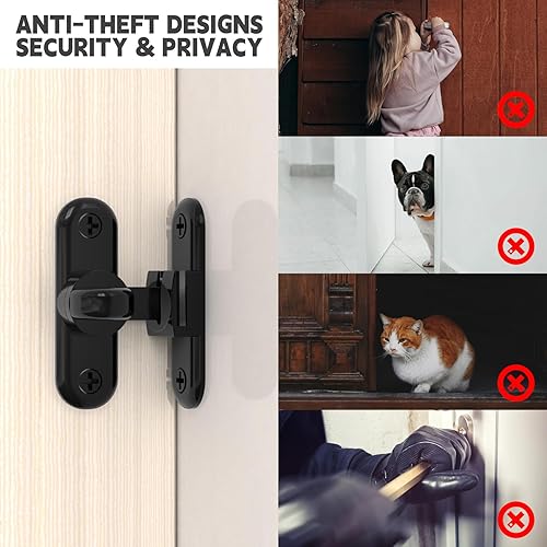 Miniatura 5 de Cerradura de puerta de granero, cerradura de puerta de 90180 grados, cerradura de puerta de aleación de zinc, cerradura de puerta corredera de